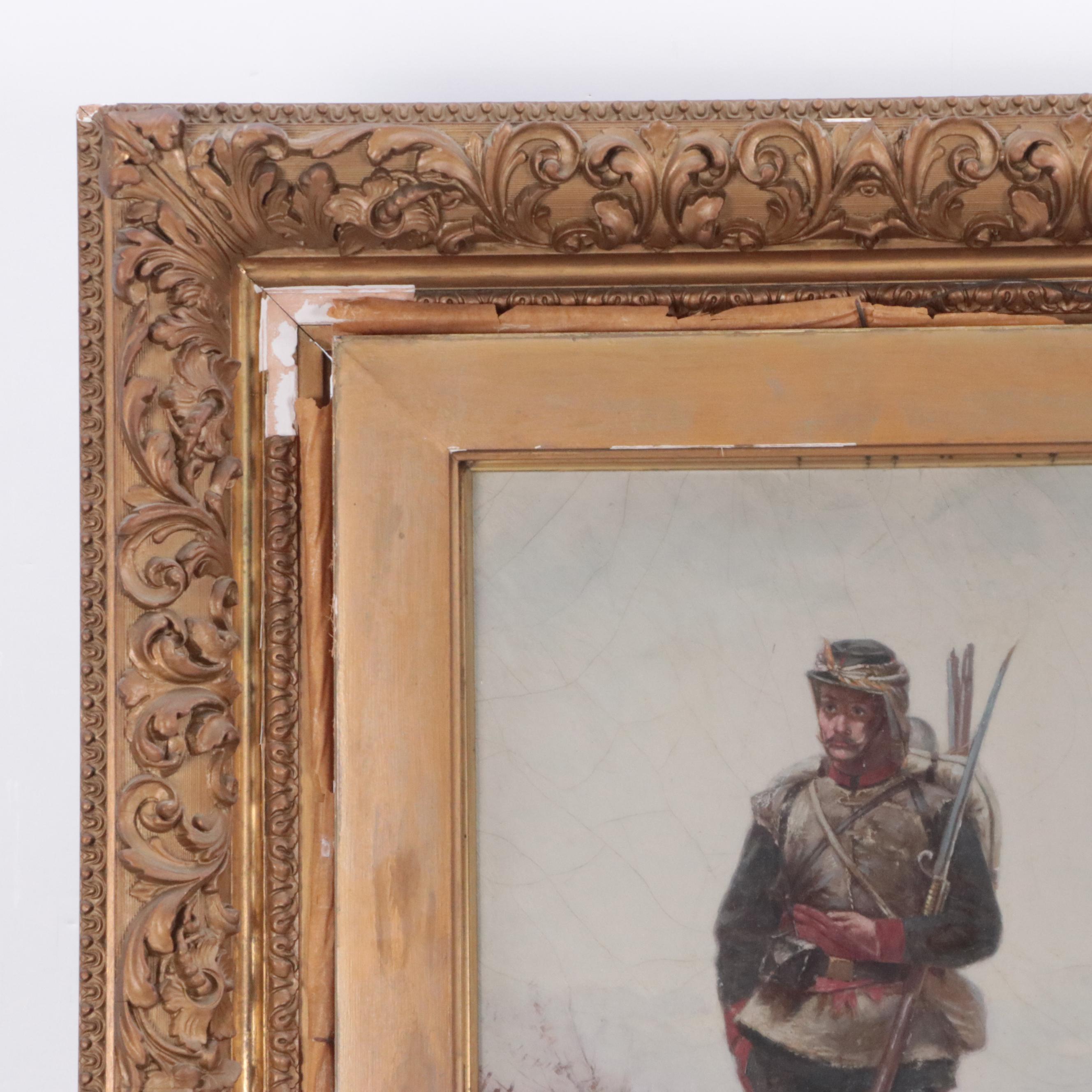 Paul Grolleron Oil Painting of French Mobile Guard, Late 19th Century