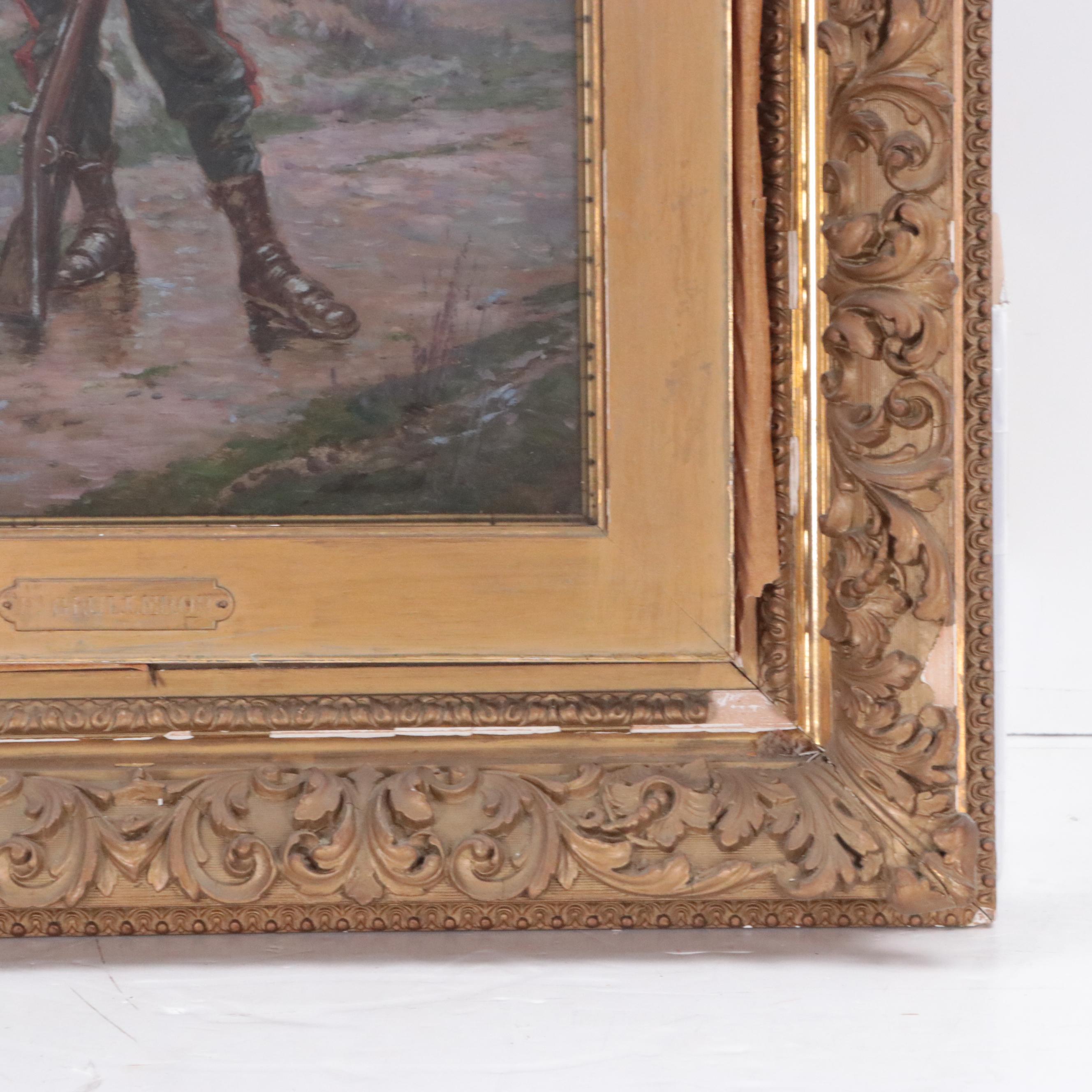 Paul Grolleron Oil Painting of French Mobile Guard, Late 19th Century