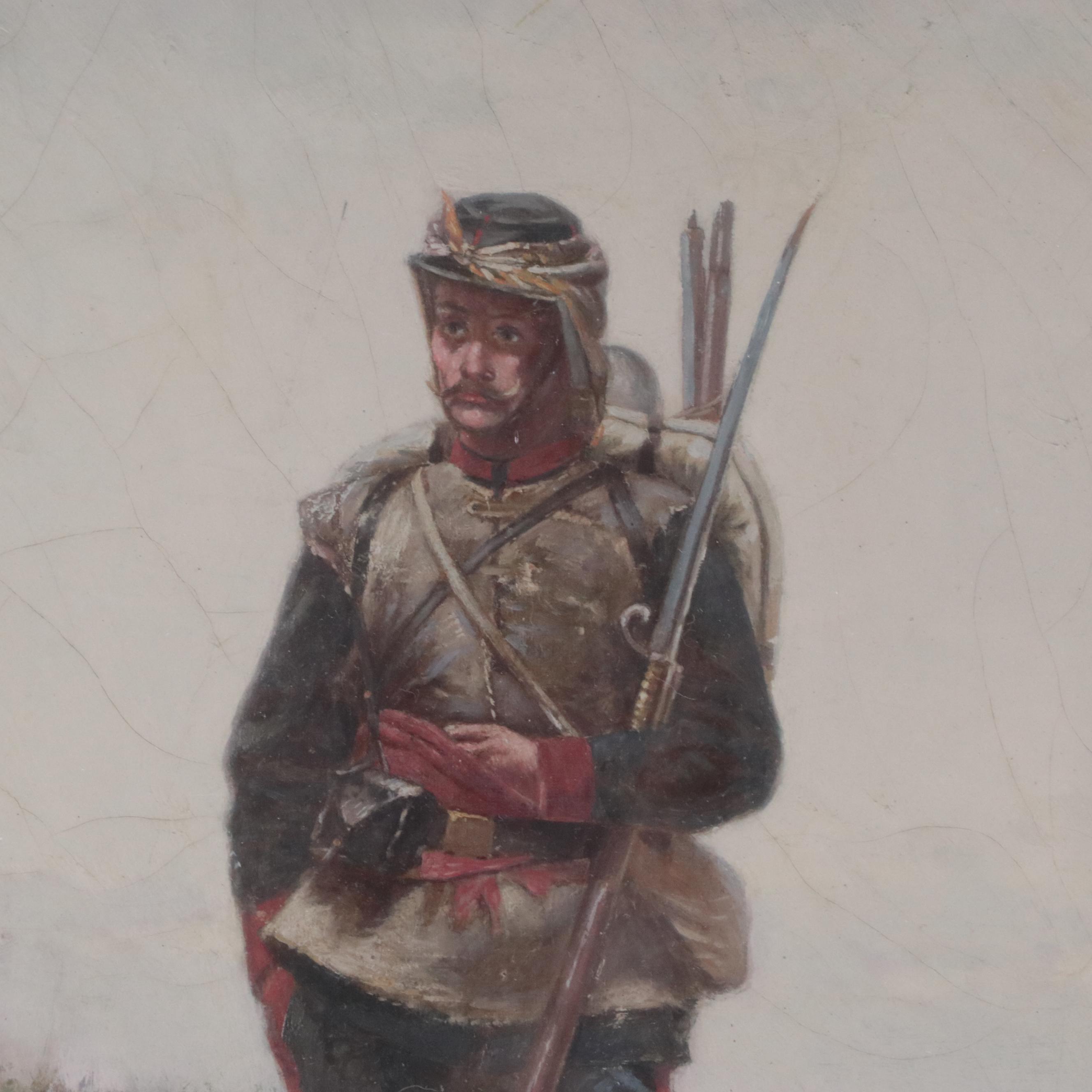Paul Grolleron Oil Painting of French Mobile Guard, Late 19th Century