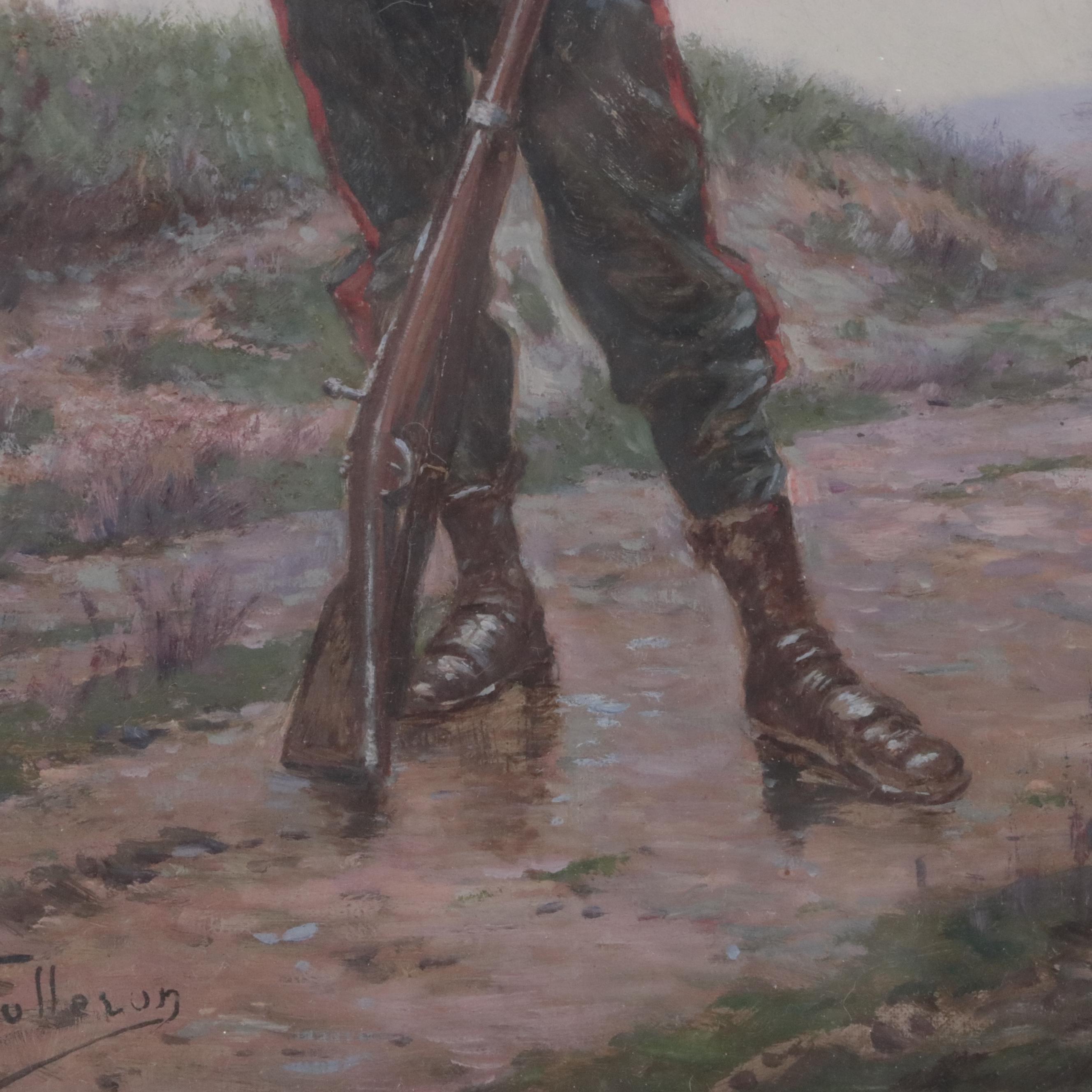 Paul Grolleron Oil Painting of French Mobile Guard, Late 19th Century