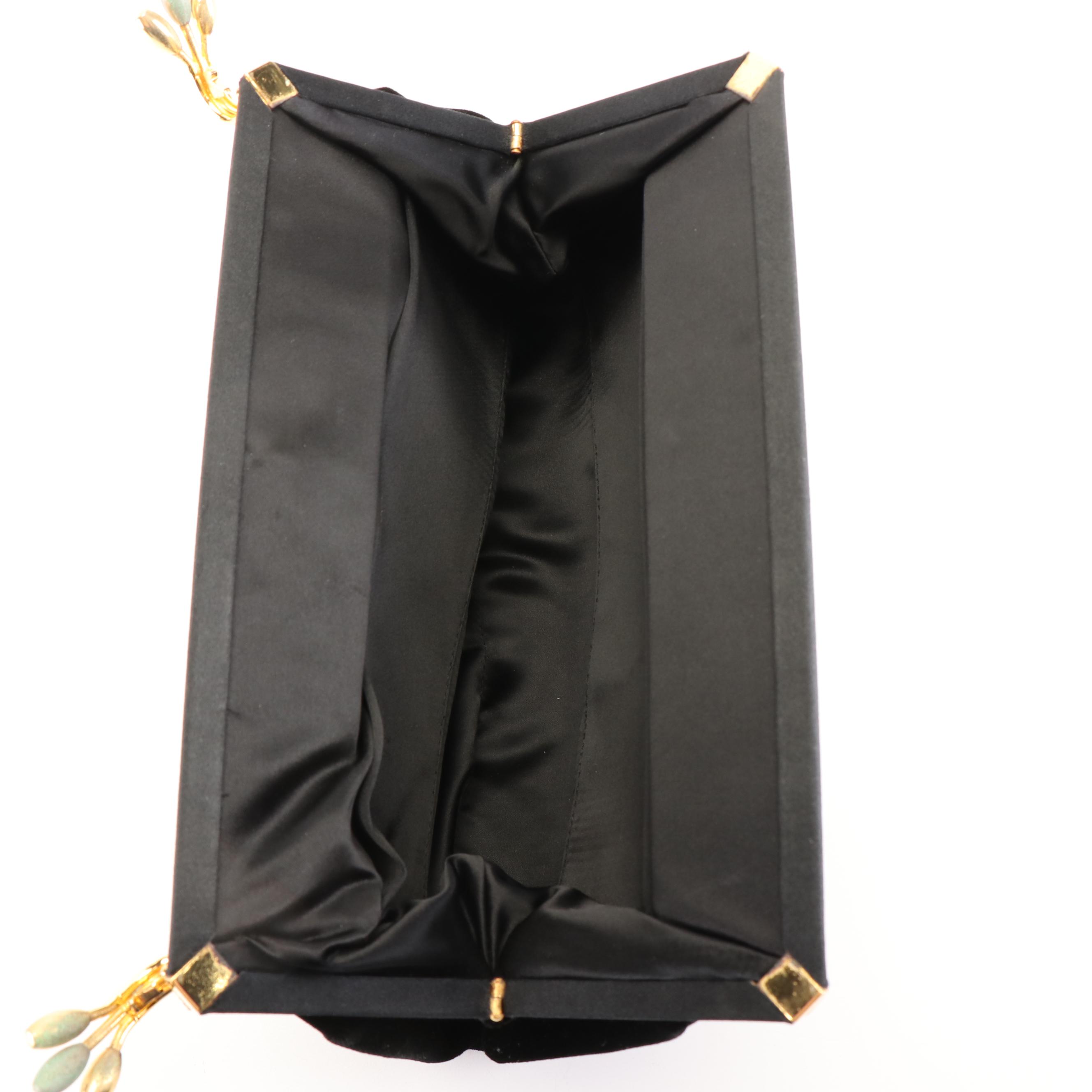 Gucci Black Velvet Frame Clutch, 1950s Vintage