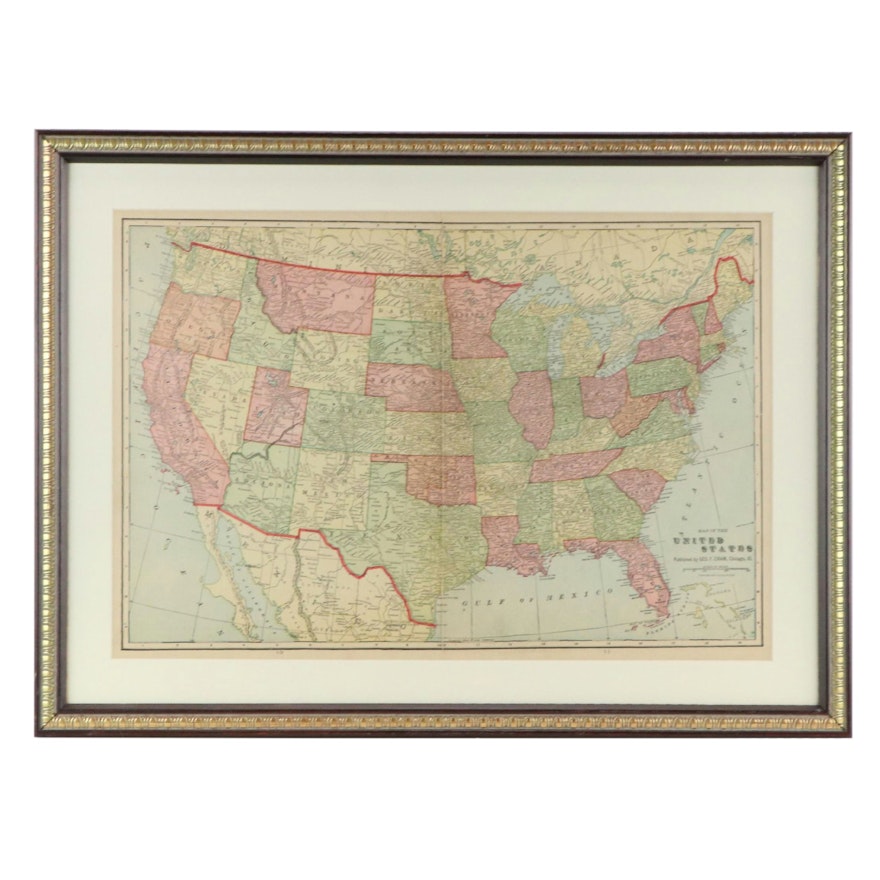 George Cram Wax Engraving "Map of the United States," 1903