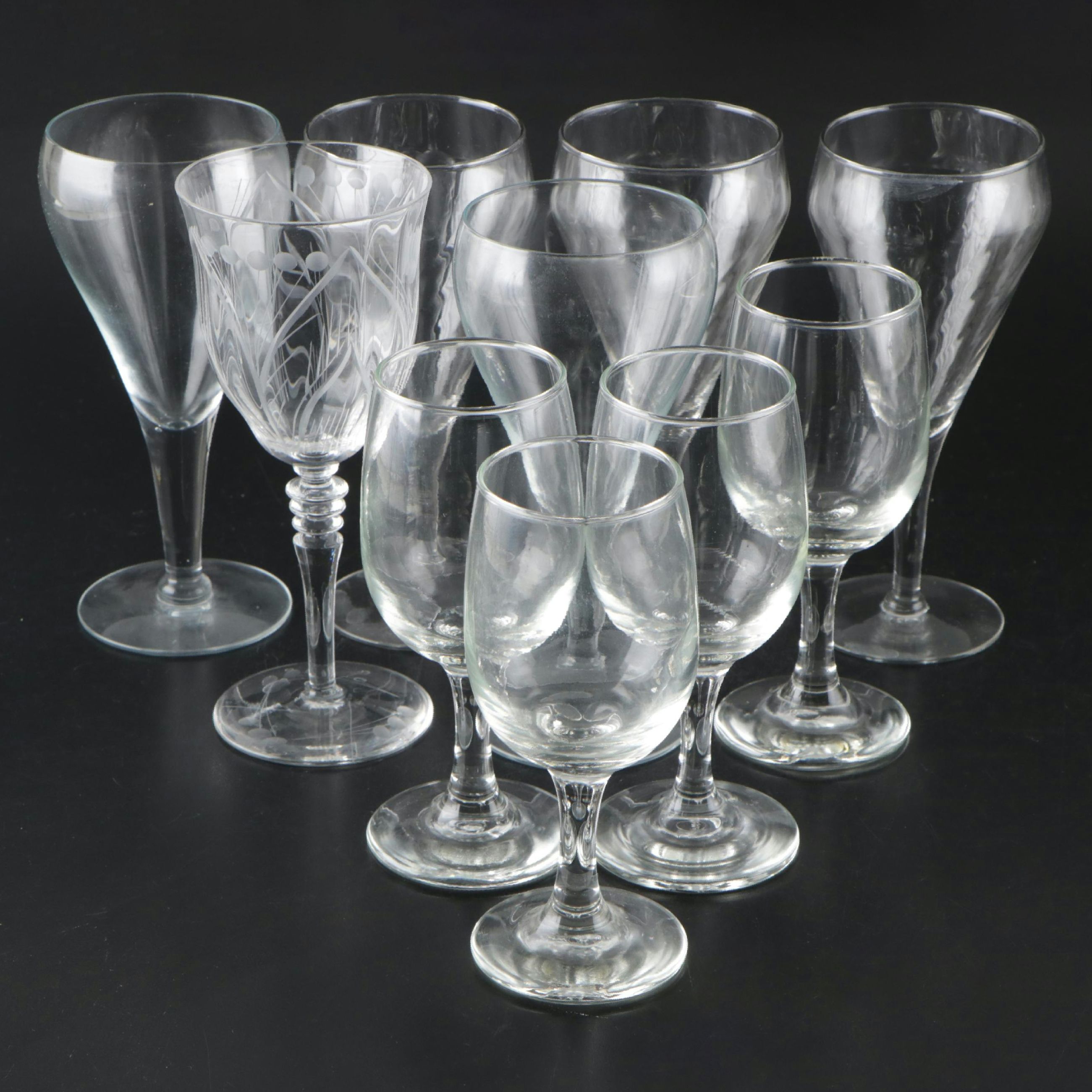 Embossed and Smooth Clear Glass Water Goblets and More