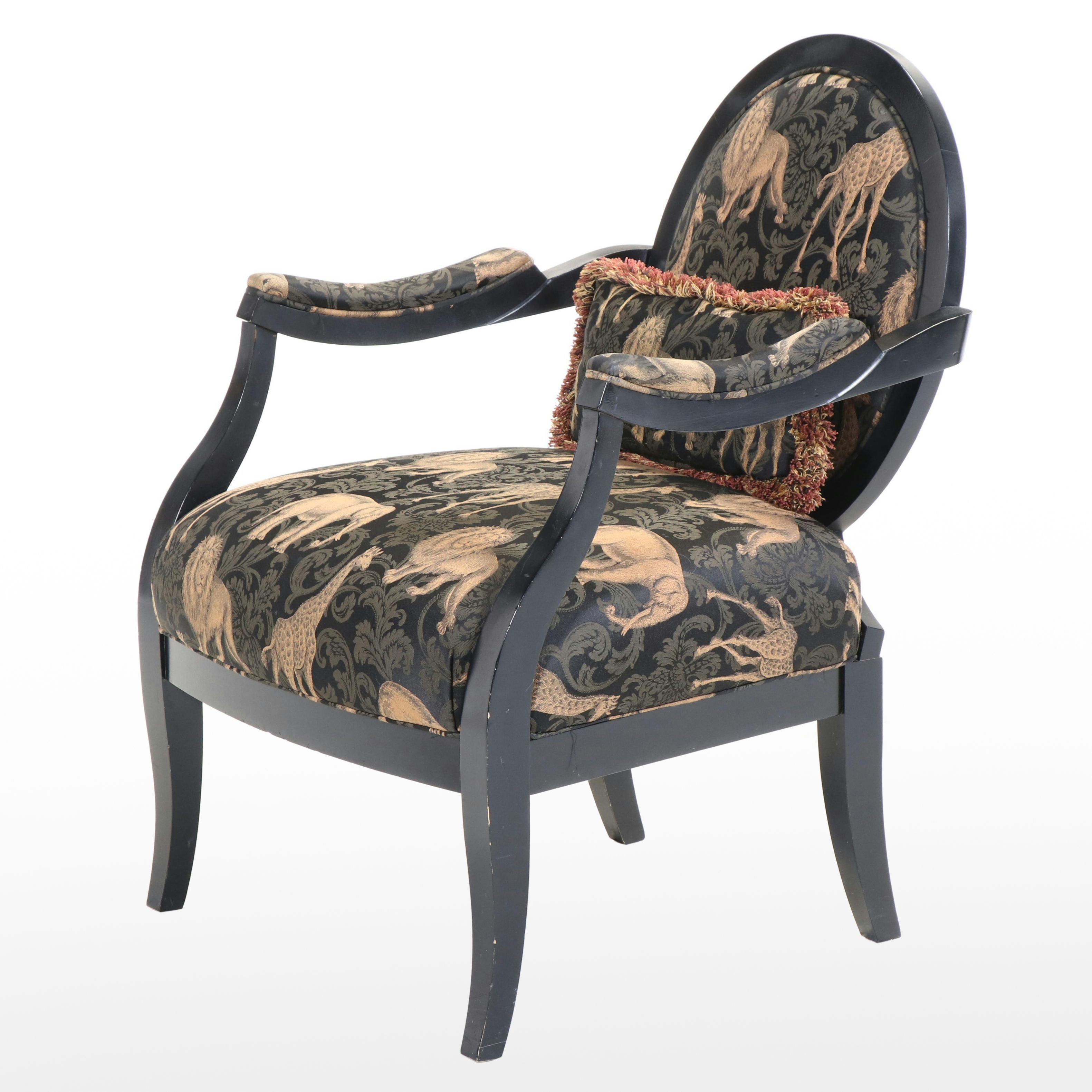 Sam Moore by La-Z-Boy Louis XV Style Ebonized and Custom-Upholstered Fauteuil
