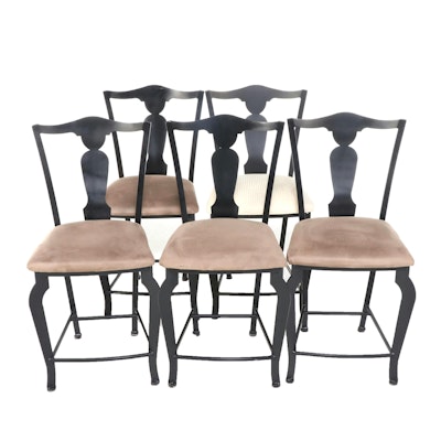 Set of Five Shaver-Howard, Inc. Chippendale Style Metal Counter-Height Stools