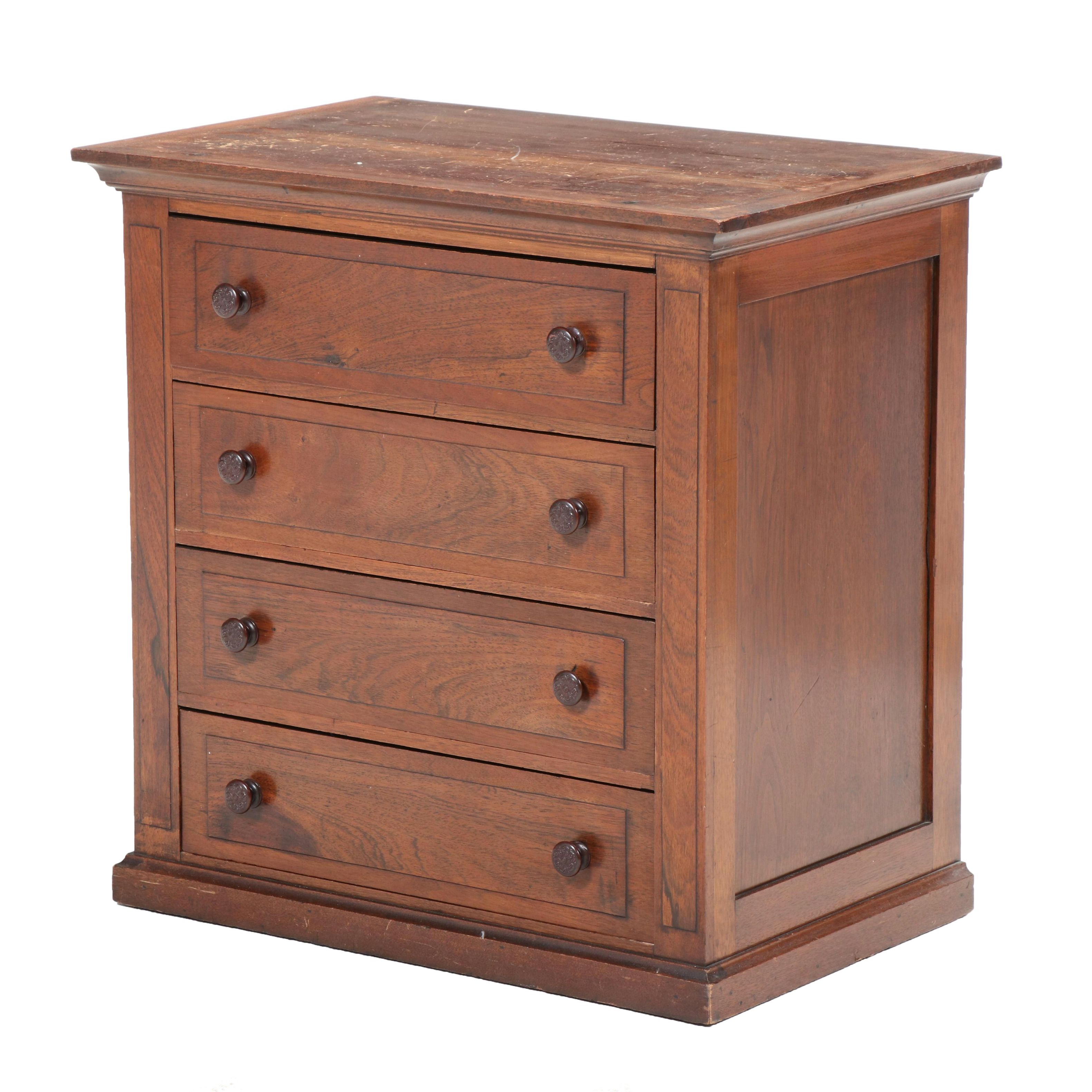 Late Victorian Walnut Table Top Chest of Four Drawers