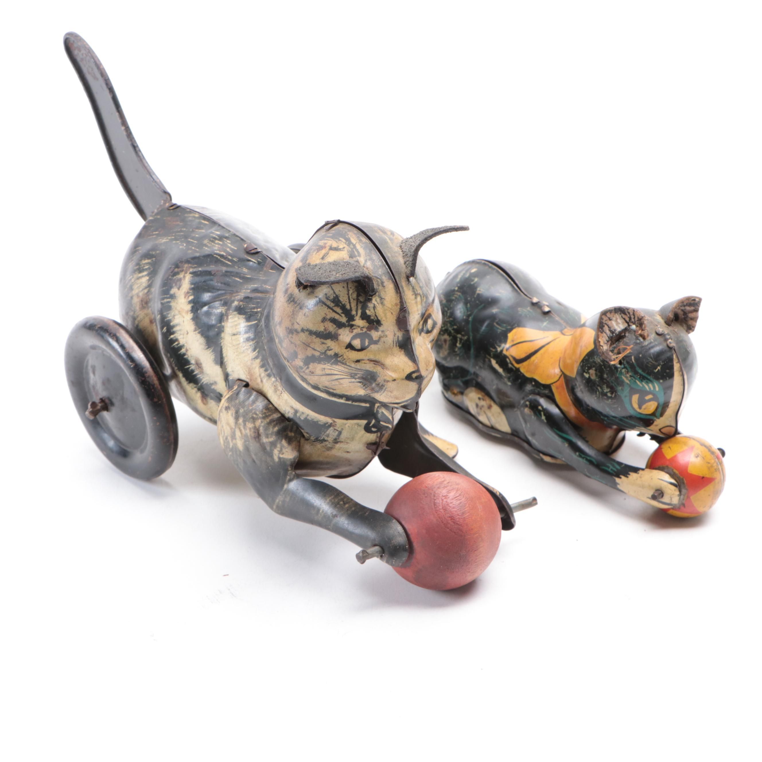 Marx with Other Cat and Ball Tin Litho Wind Up Toys, Early to Mid-20th Century