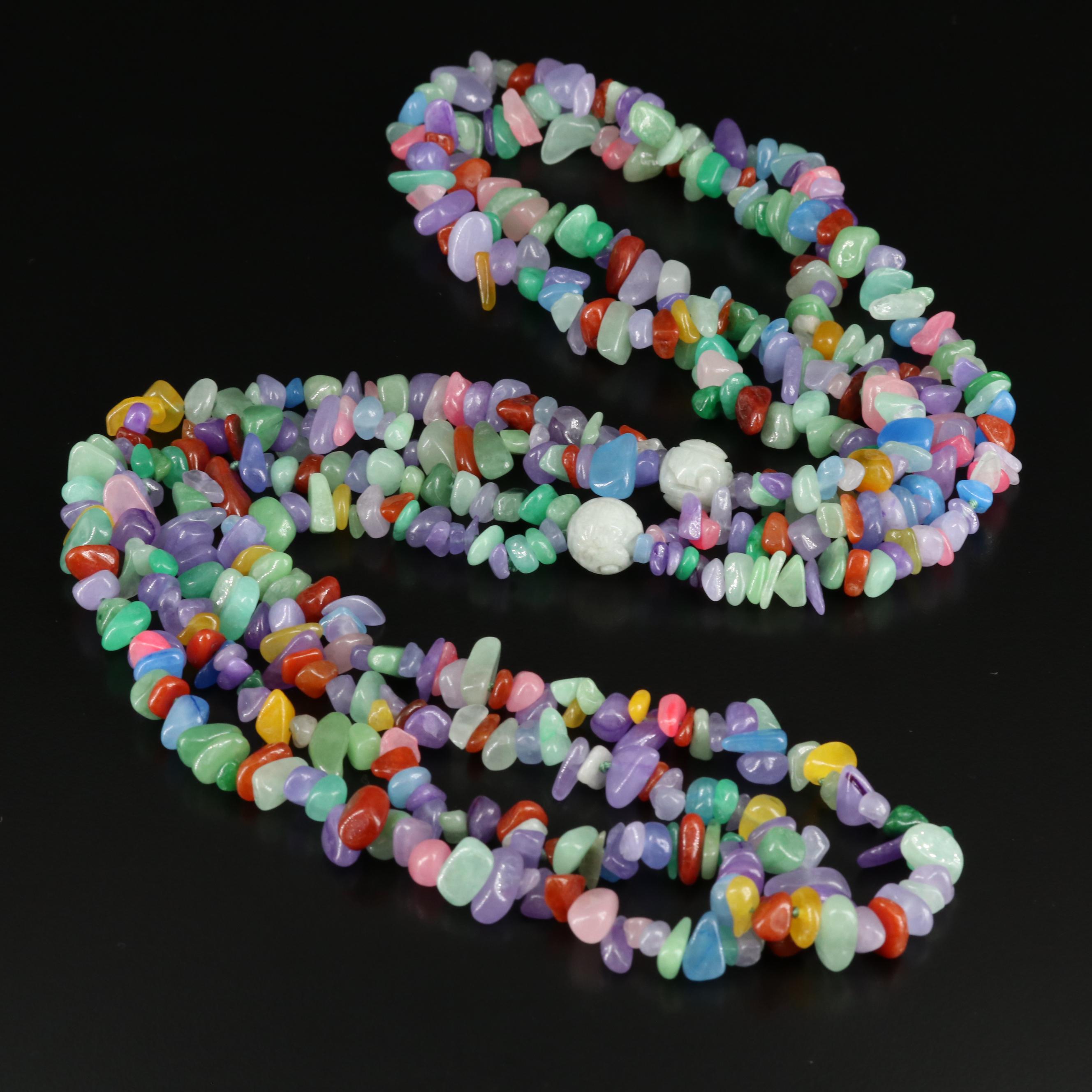 Jadeite and Quartzite Double Strand Necklace