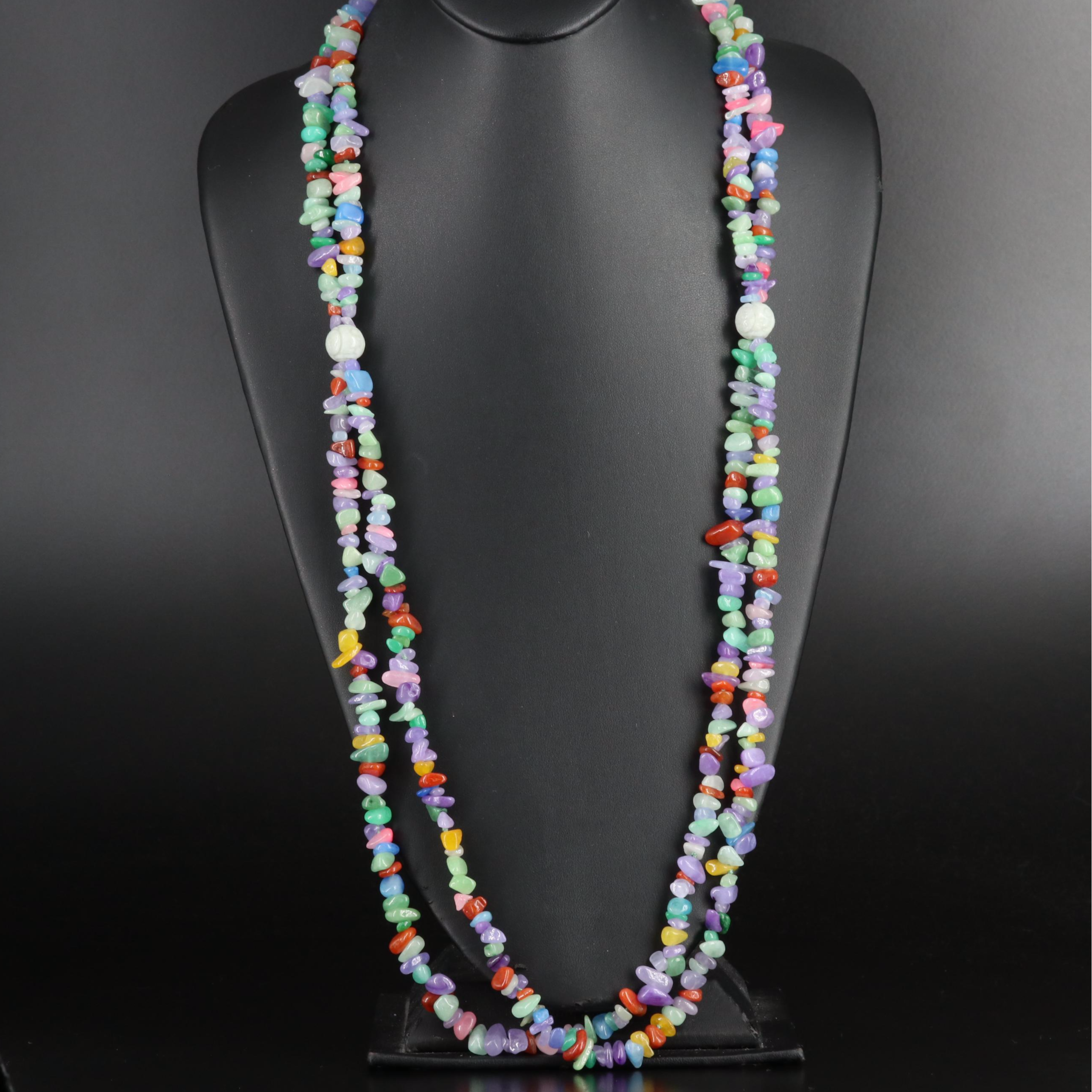 Jadeite and Quartzite Double Strand Necklace