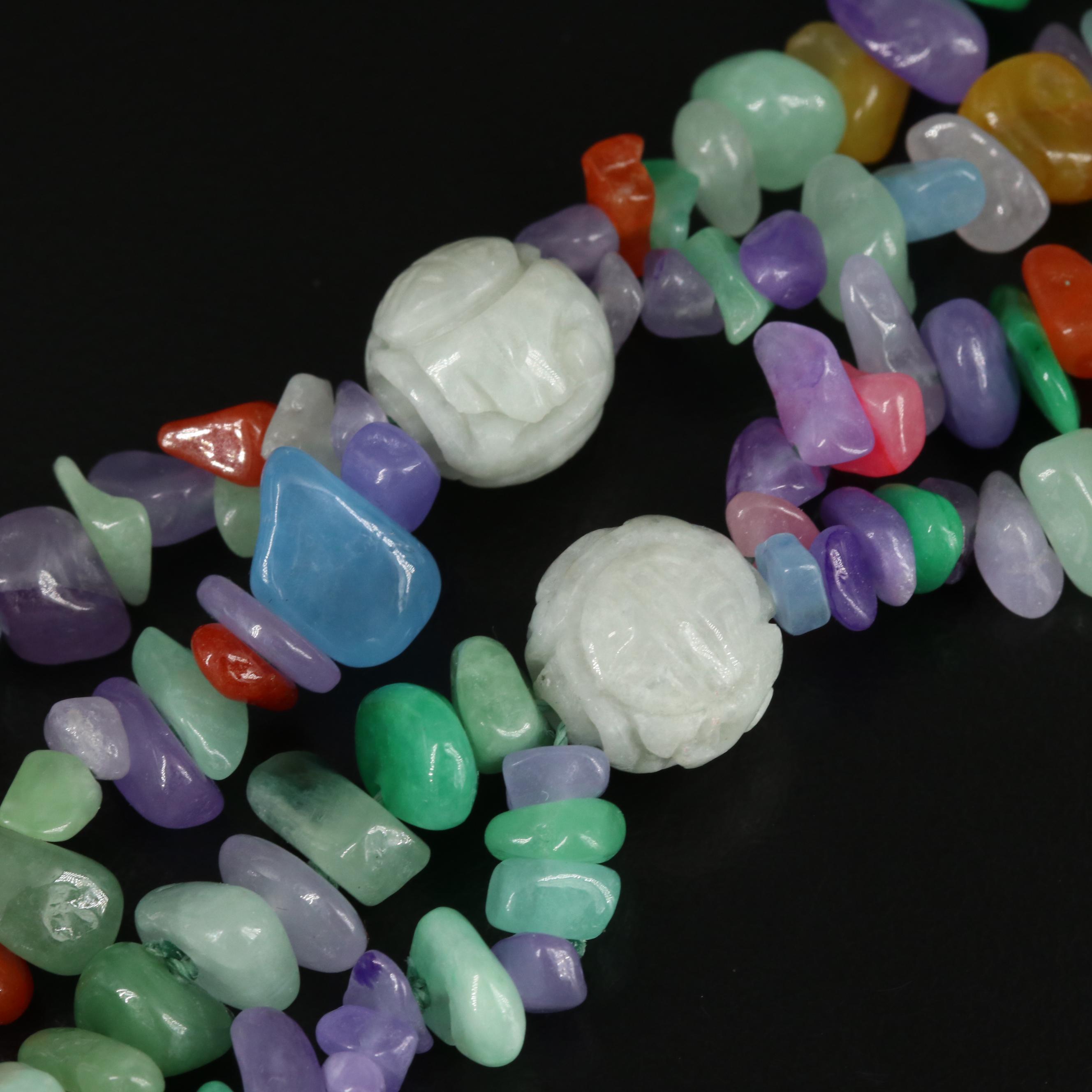 Jadeite and Quartzite Double Strand Necklace
