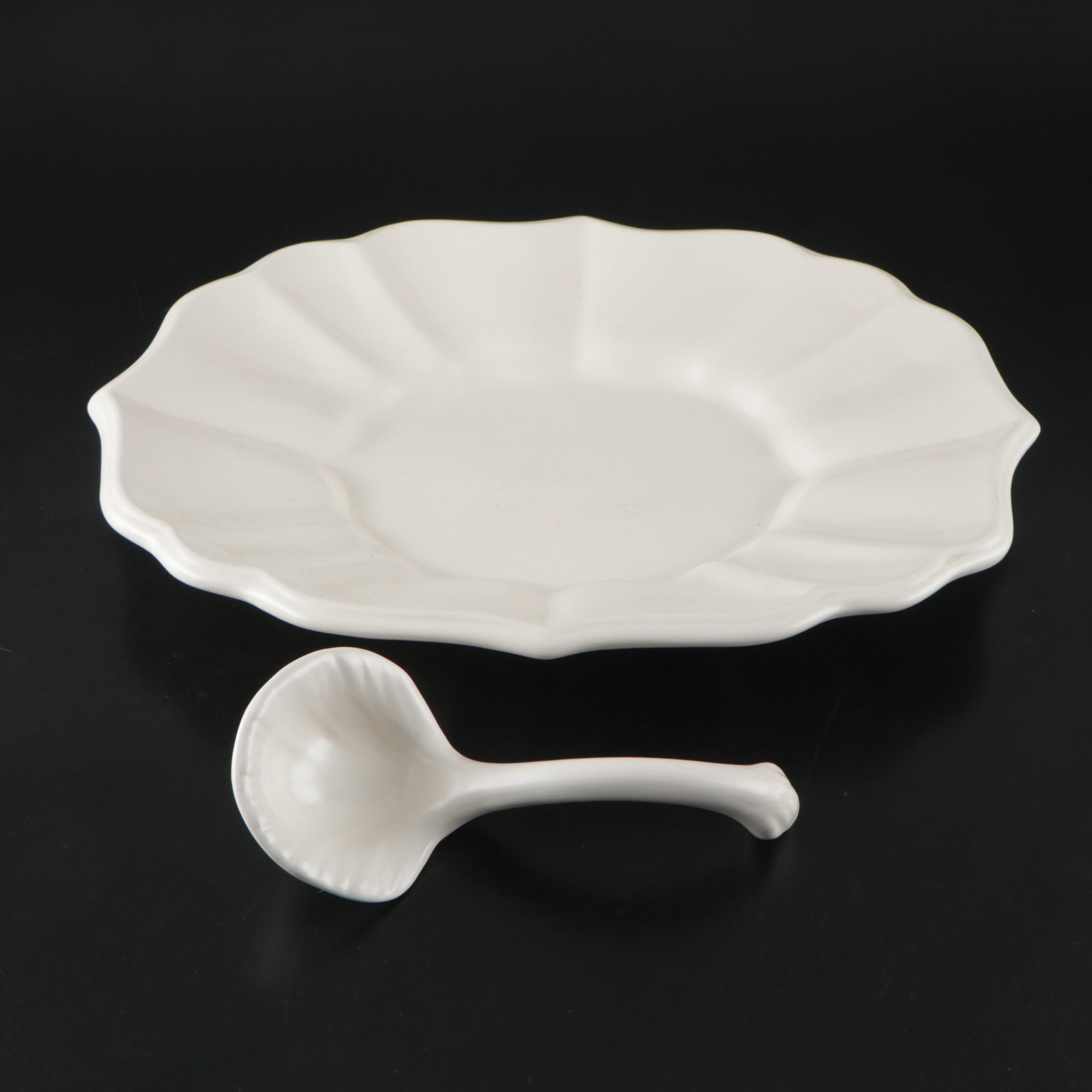L. Field Cream Glaze Ceramic Tureen, Spoon and Tray