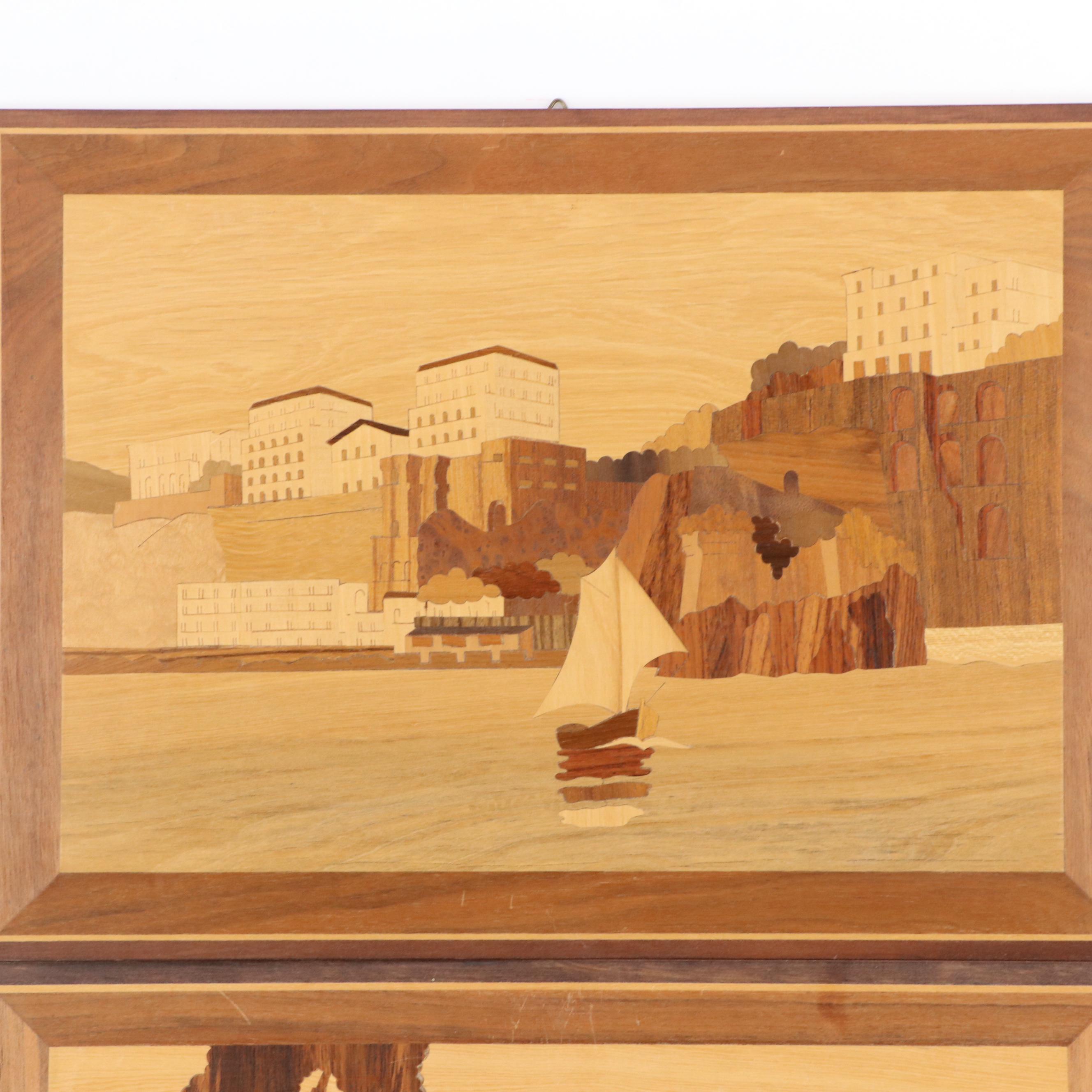 Coastal Landscape Inlay Wood Marquetry Panels