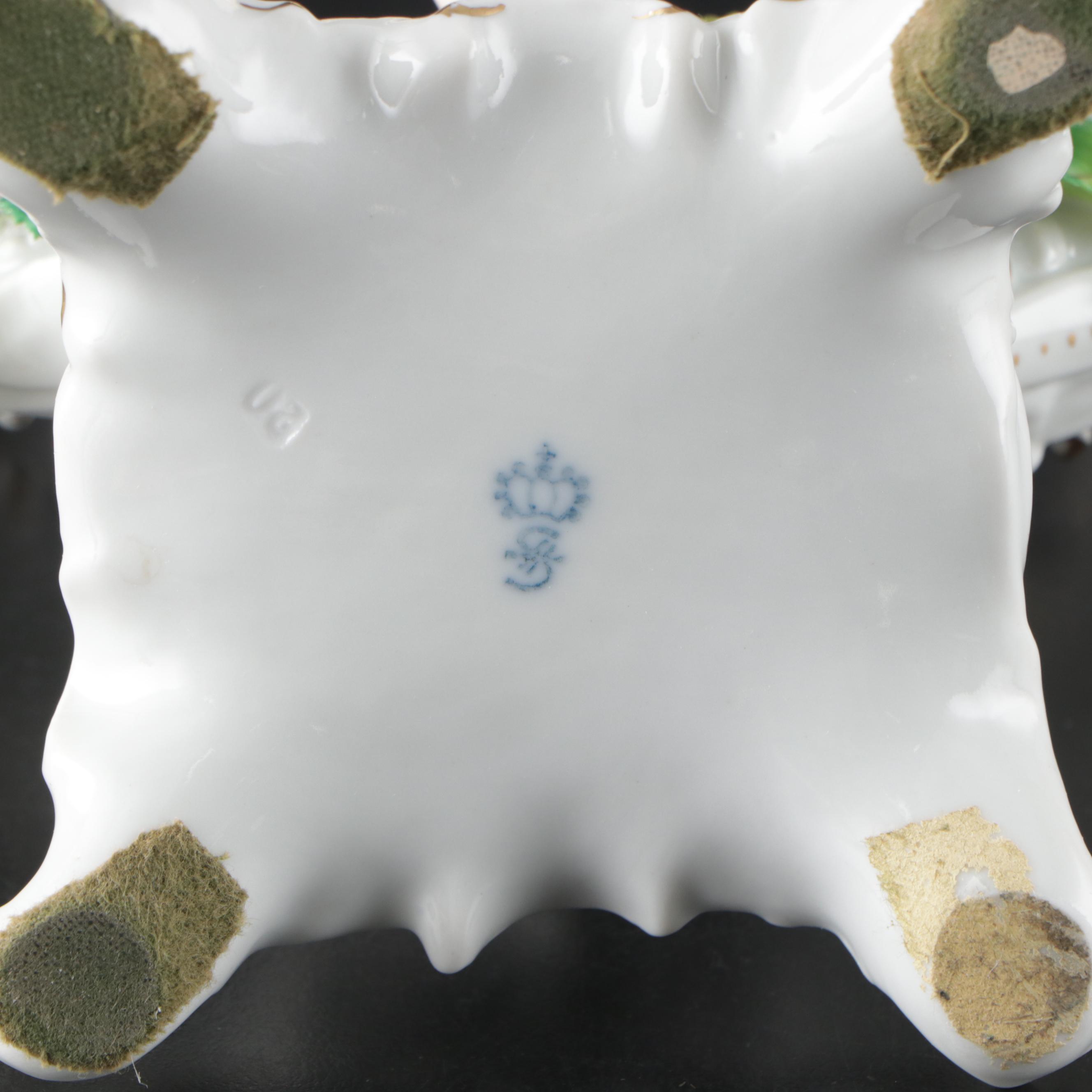 Sitzendorf Dresden Porcelain Cherub Double-Arm Candlesticks