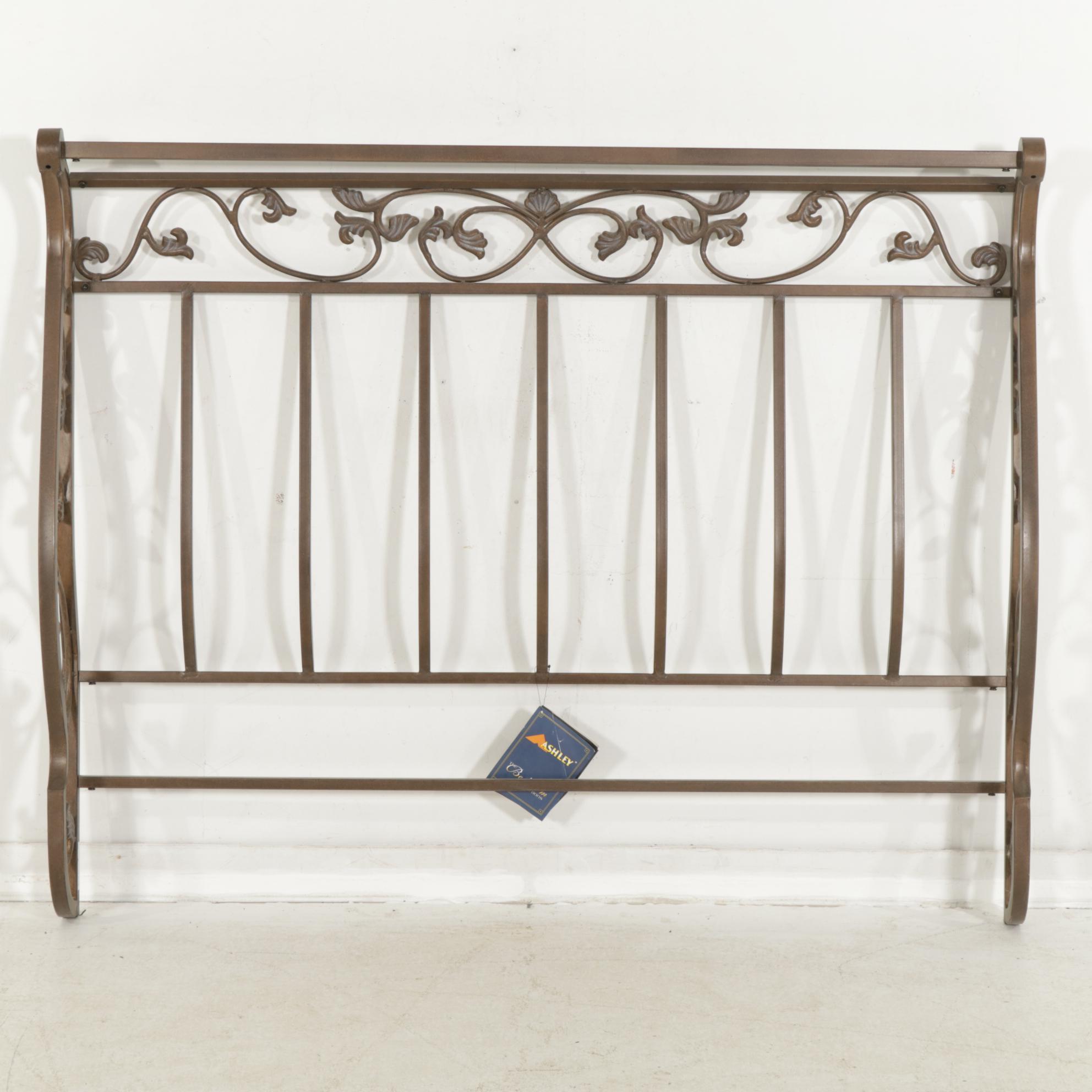 Ashley Bedroom Collections Queen Size Metal Scroll Sleigh Bed
