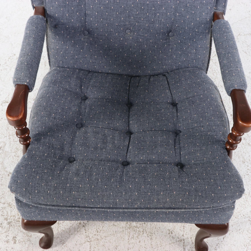 Colonial Revival Style Mahogany Finish Wingback Chair, Mid to Late 20th ...