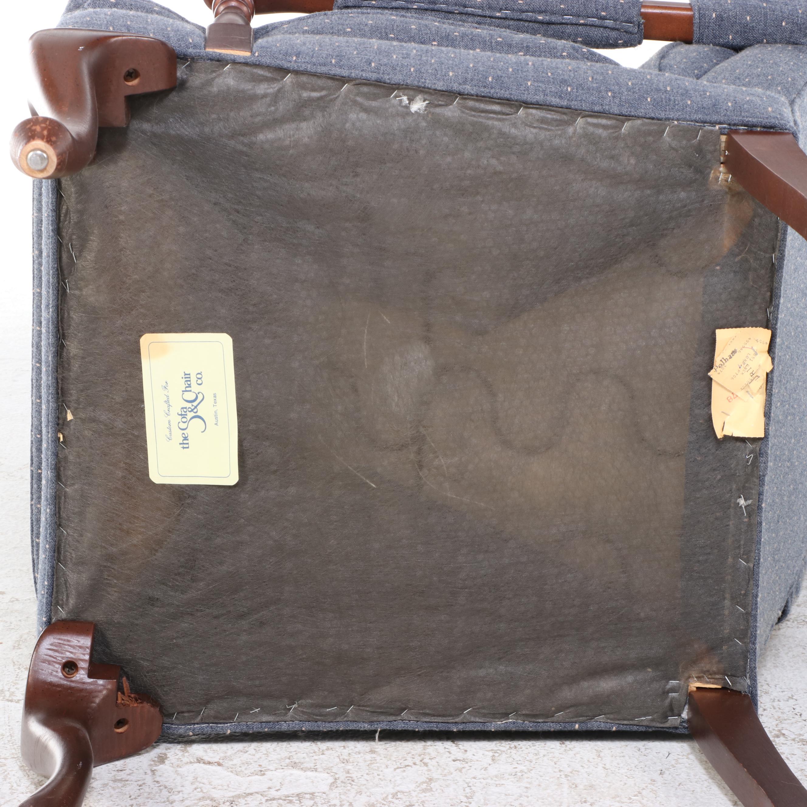 Colonial Revival Style Mahogany Finish Wingback Chair, Mid to Late 20th Century