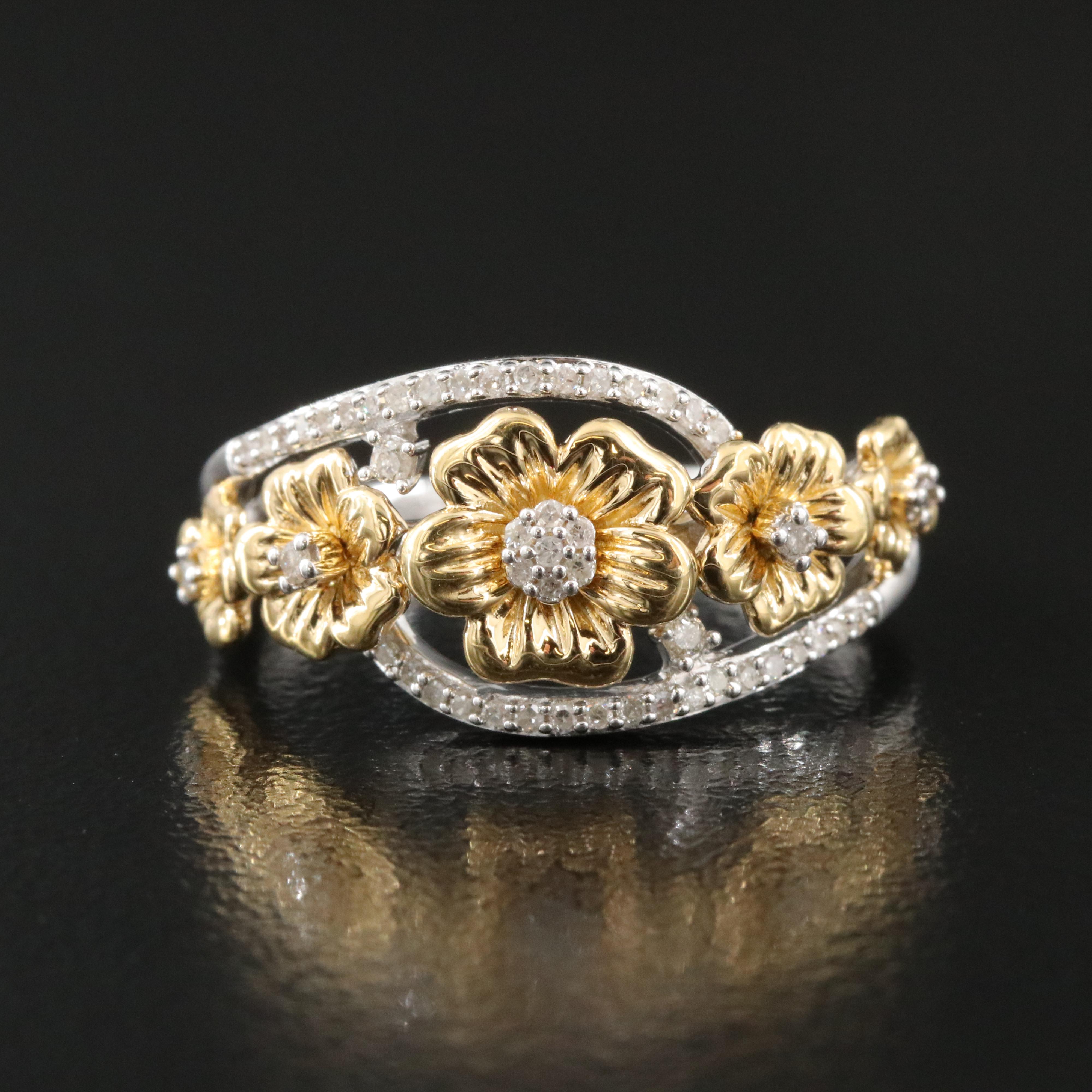 Hallmark Sterling Diamond Flower Ring