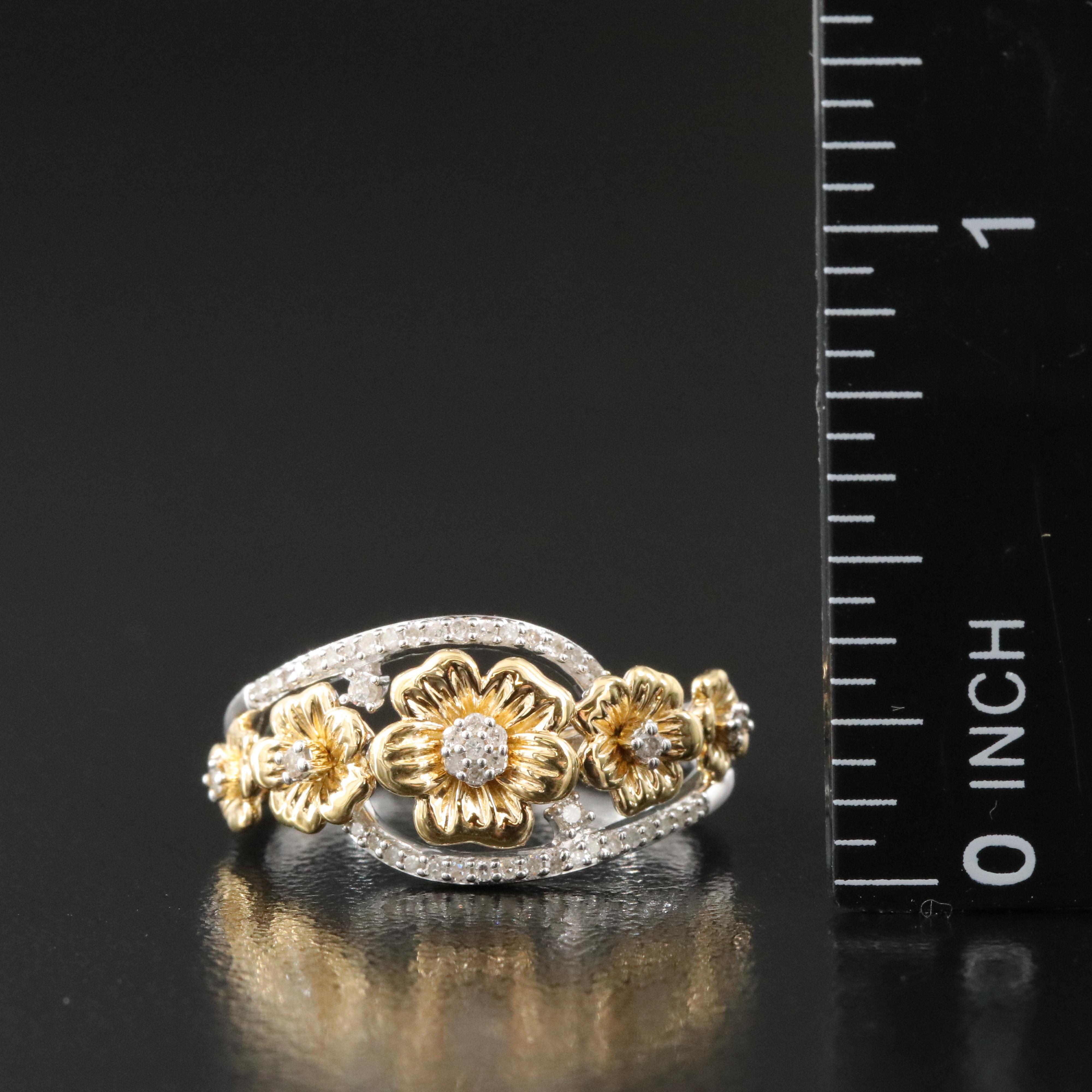 Hallmark Sterling Diamond Flower Ring