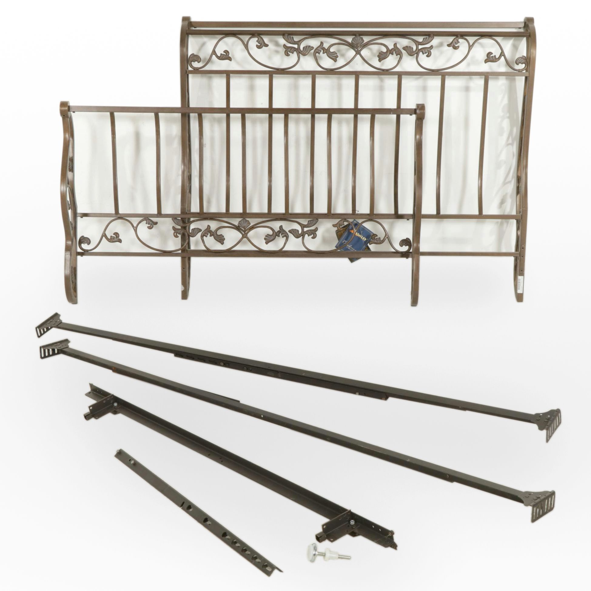 Ashley Bedroom Collections Queen Size Metal Scroll Sleigh Bed