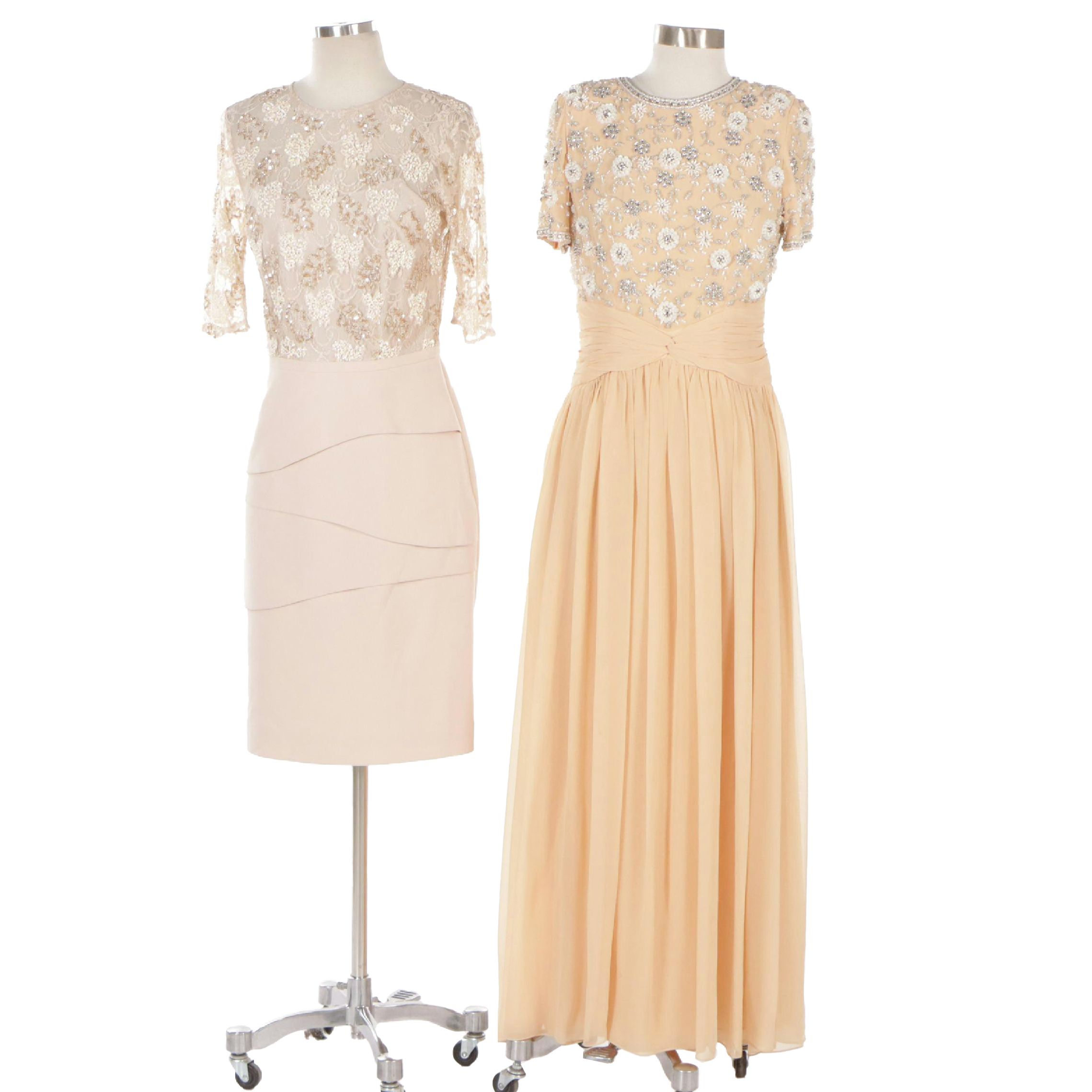 Teri John by Rickie Freeman Beaded Cocktail Dress & Victoria Royal Evening Dress