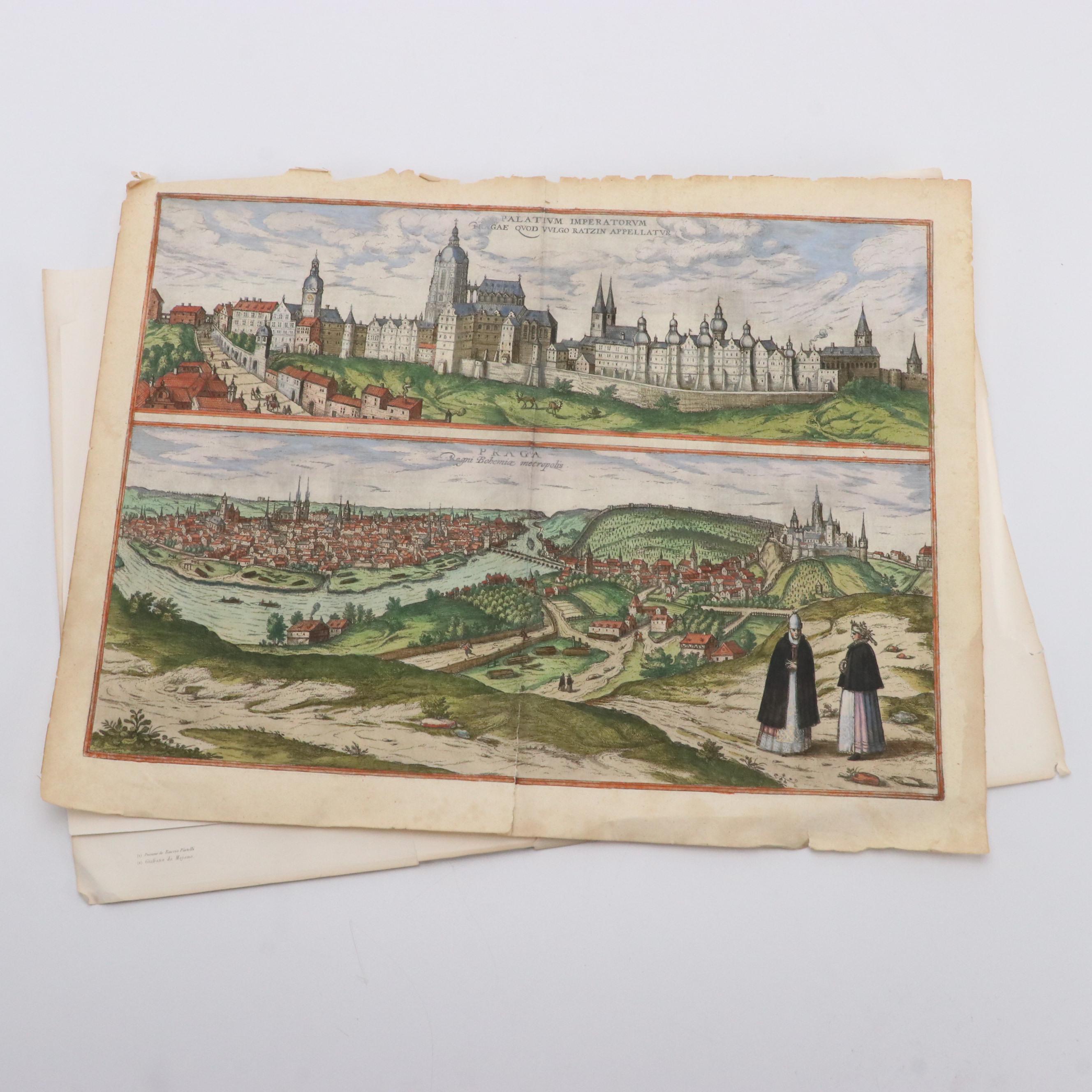 Joris Hofnagel Engraving of Prague, Engravings from "Edifices de Rome Moderne"