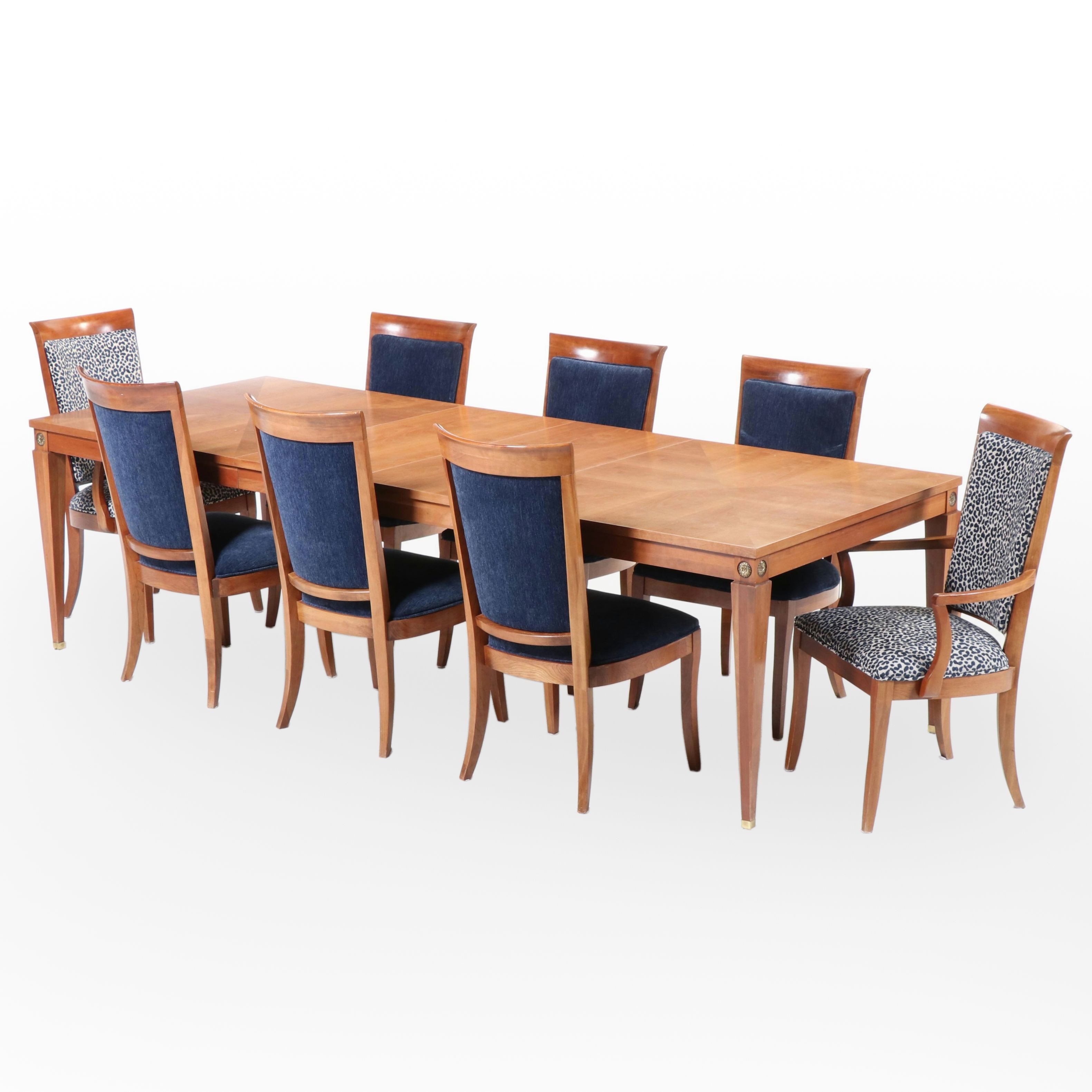 Nine-Piece Ethan Allen "Medallion" Neoclassical Style Cherrywood Dining Set