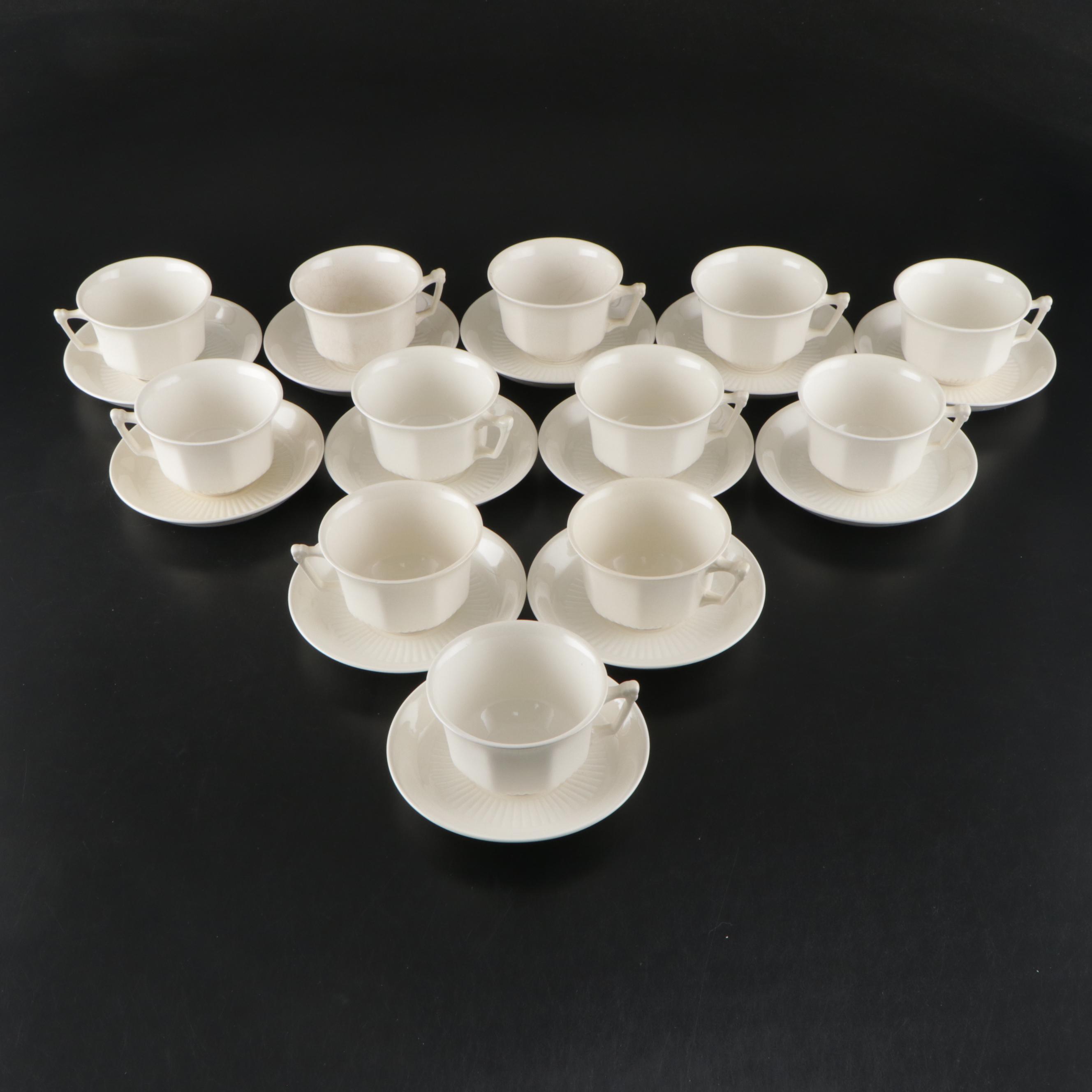 Wm. Adams & Sons White Ironstone Tableware with Wedgwood Decorative Plates