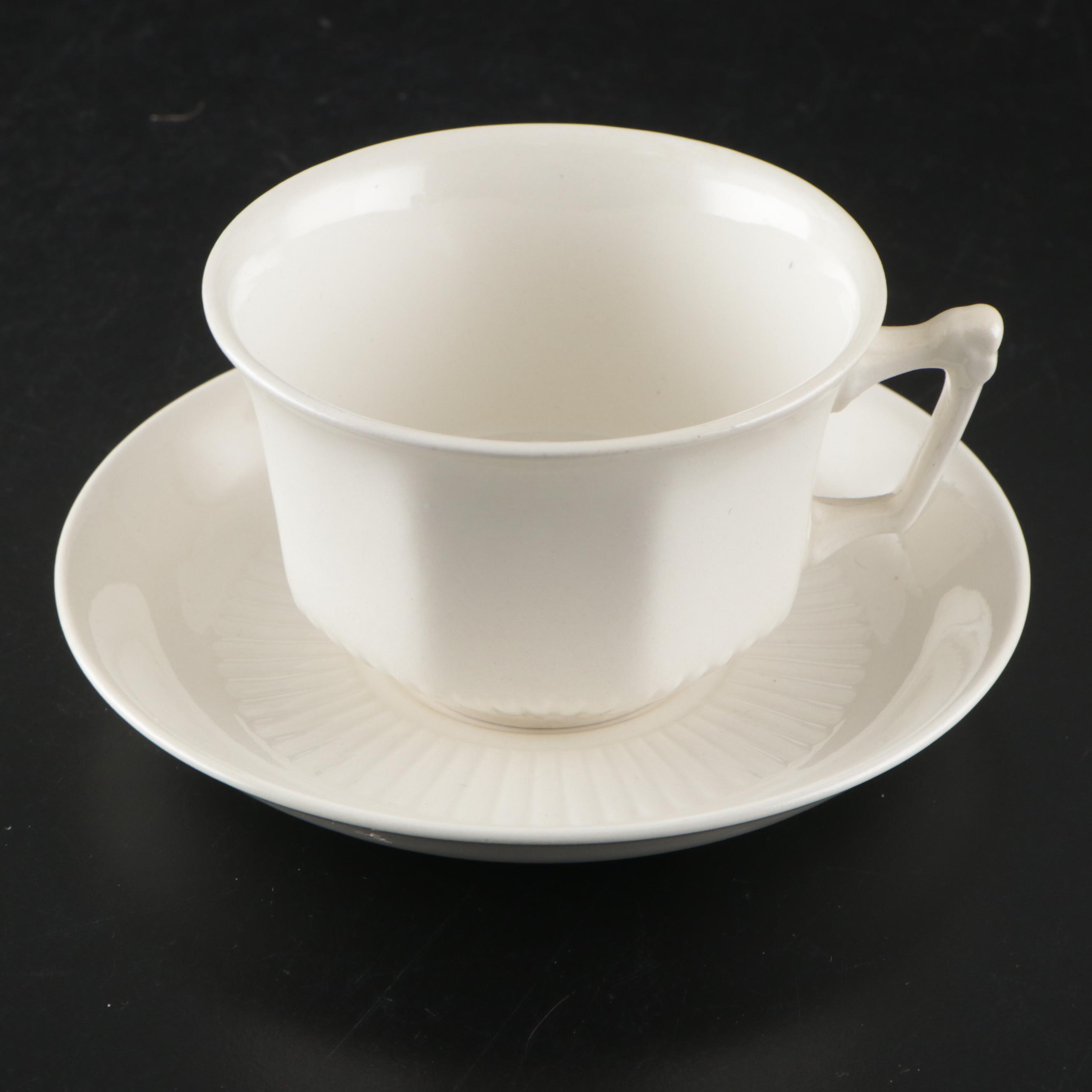 Wm. Adams & Sons White Ironstone Tableware with Wedgwood Decorative Plates