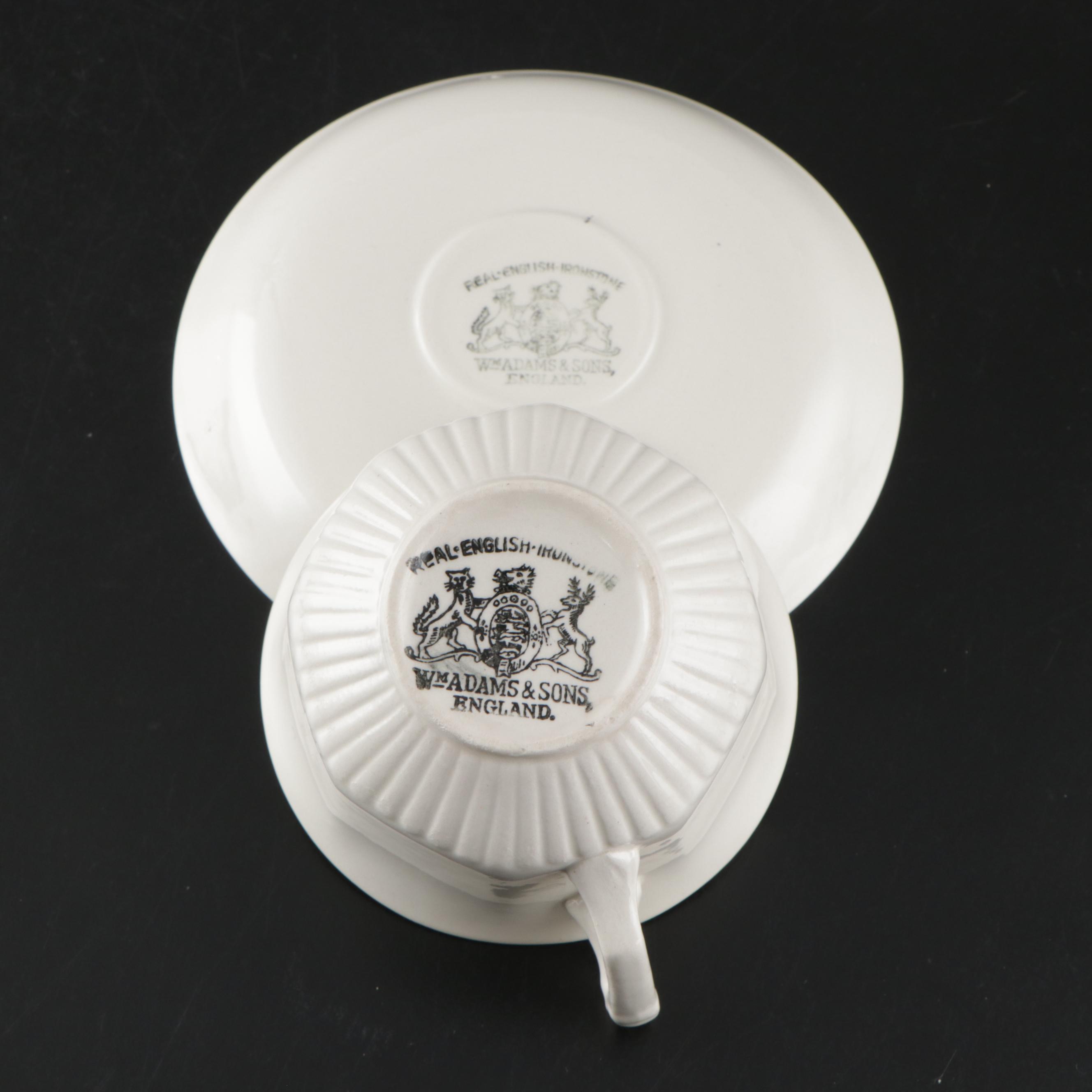 Wm. Adams & Sons White Ironstone Tableware with Wedgwood Decorative Plates