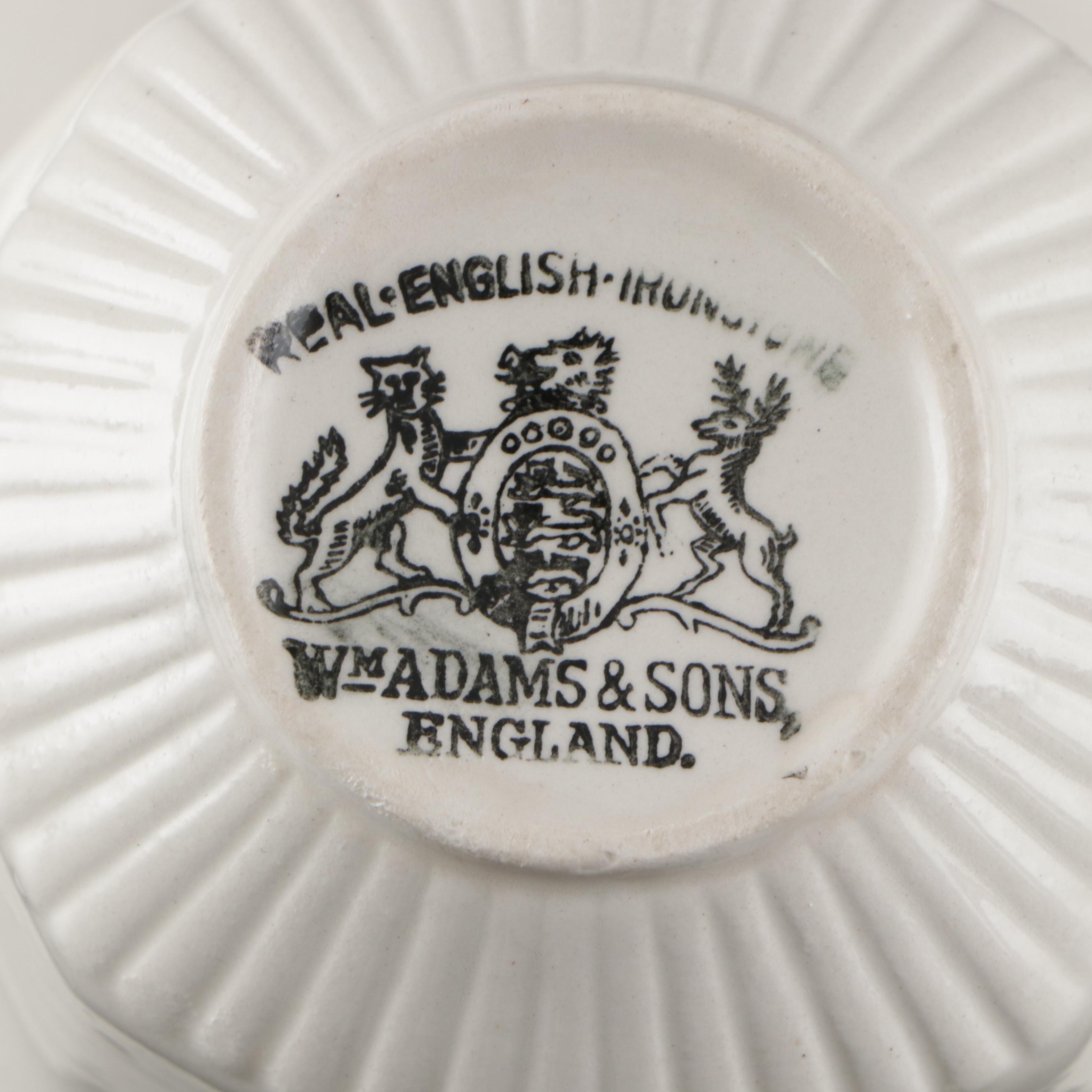 Wm. Adams & Sons White Ironstone Tableware with Wedgwood Decorative Plates