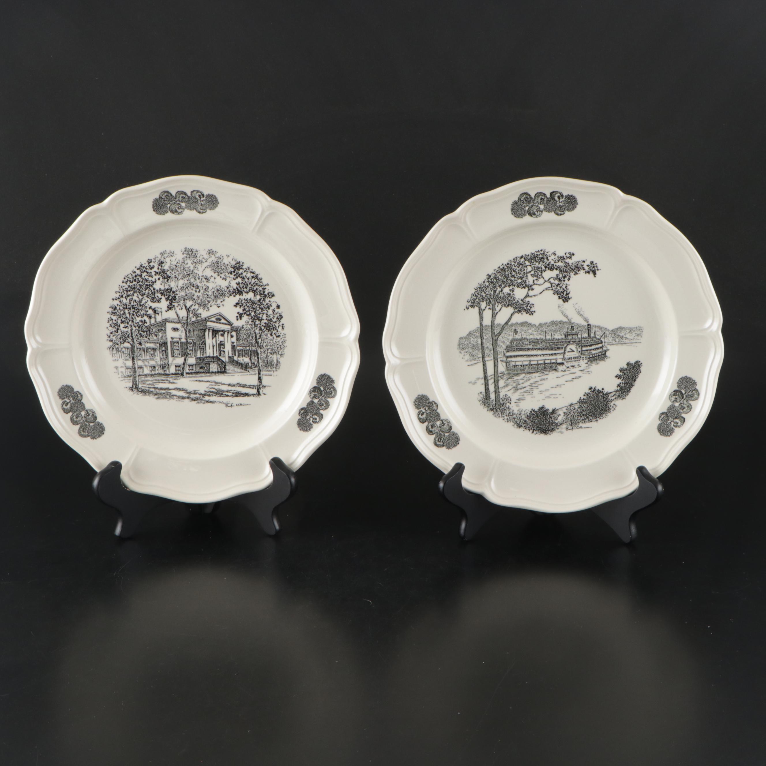 Wm. Adams & Sons White Ironstone Tableware with Wedgwood Decorative Plates
