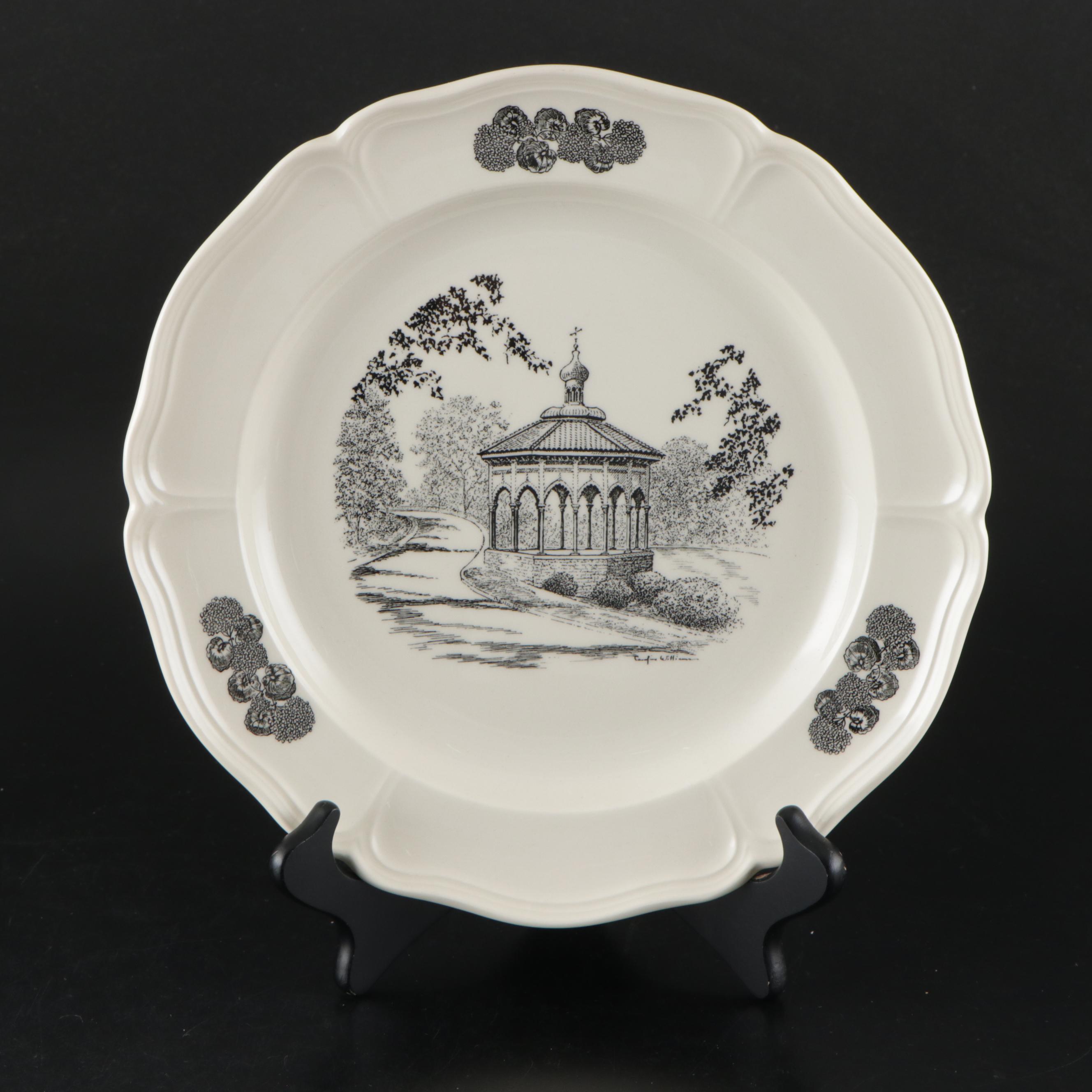 Wm. Adams & Sons White Ironstone Tableware with Wedgwood Decorative Plates