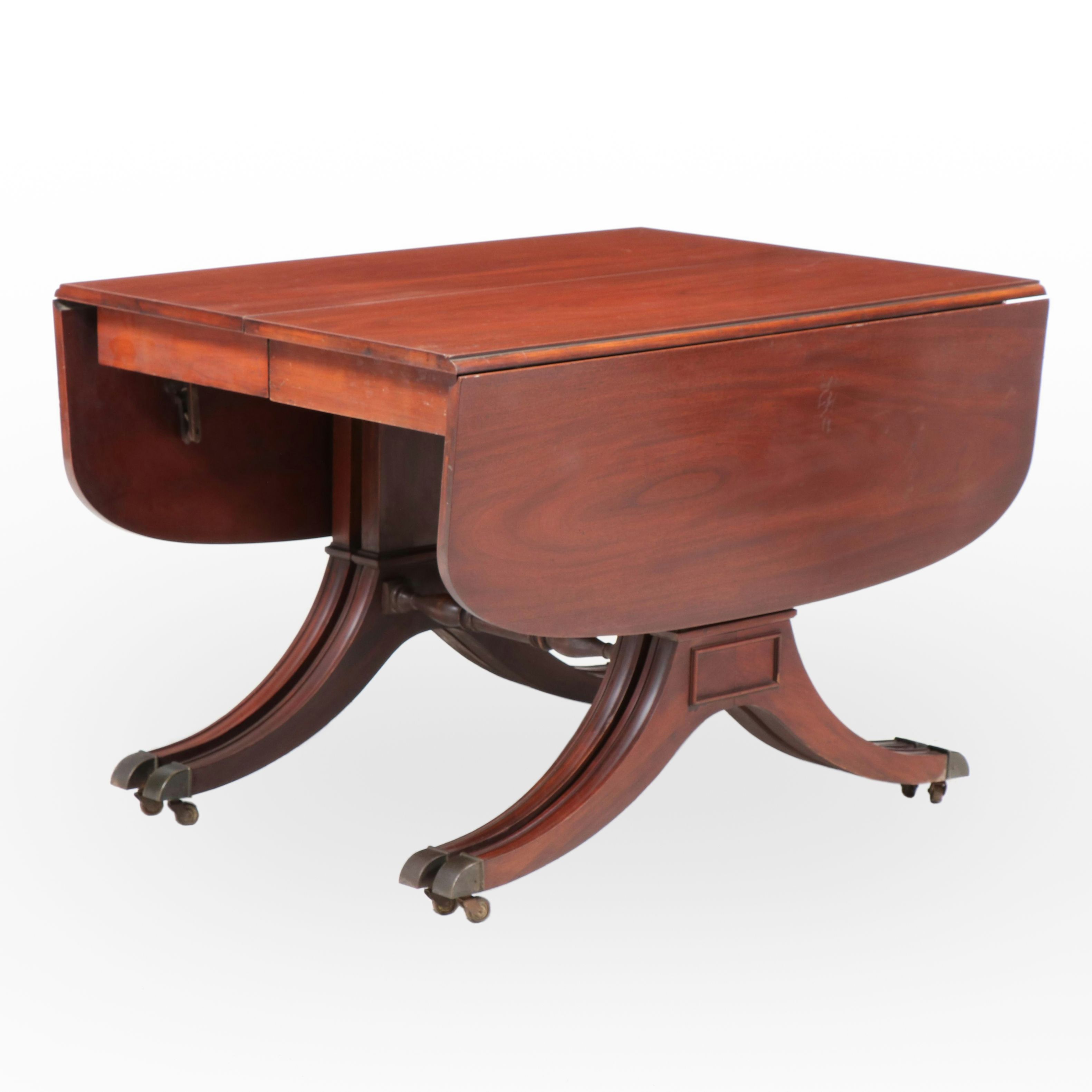 Regency Style Mahogany Drop-Leaf Extension Dining Table, Mid-20th Century