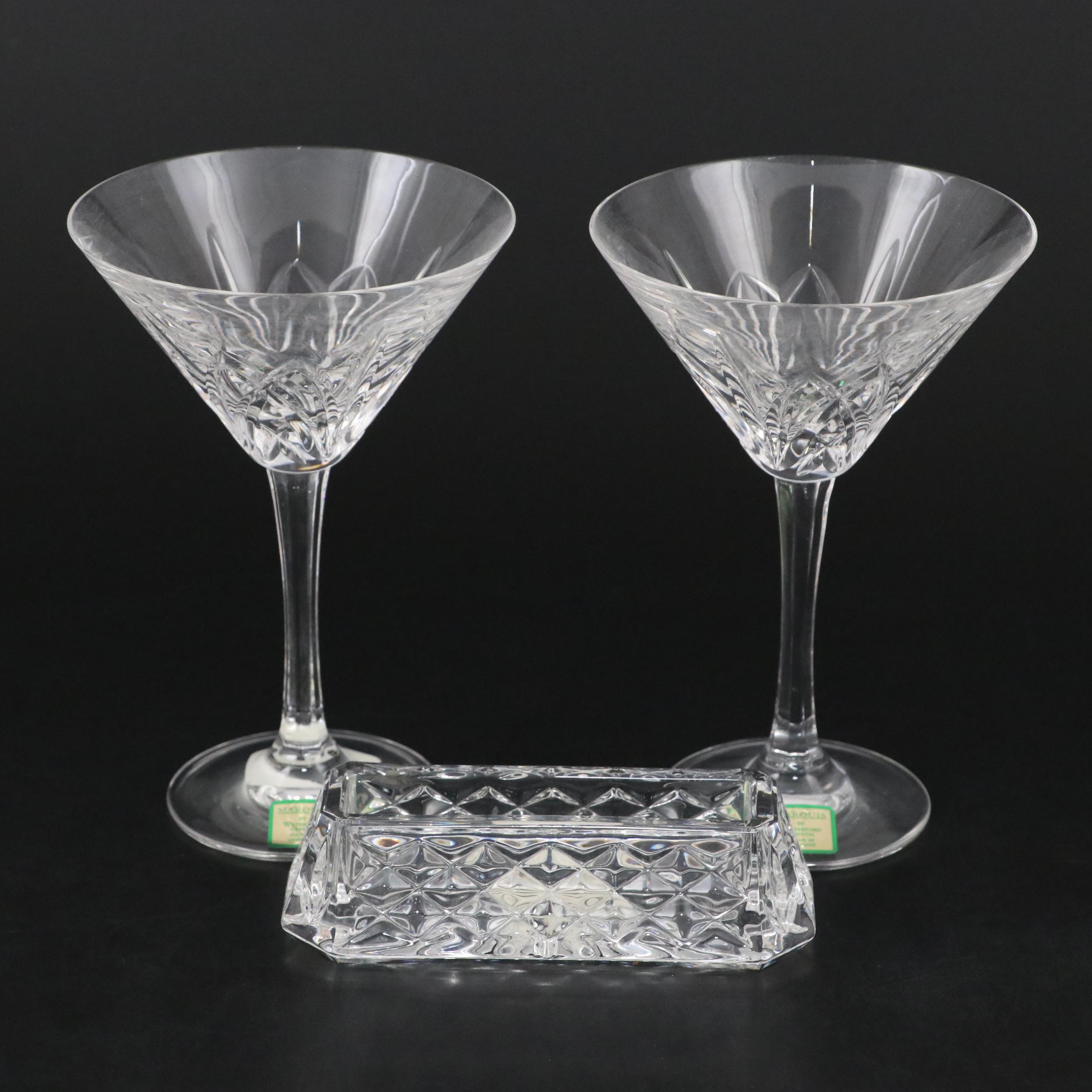 Marquis by Waterford "Brookside" Martini Glasses with Waterford Card Holder