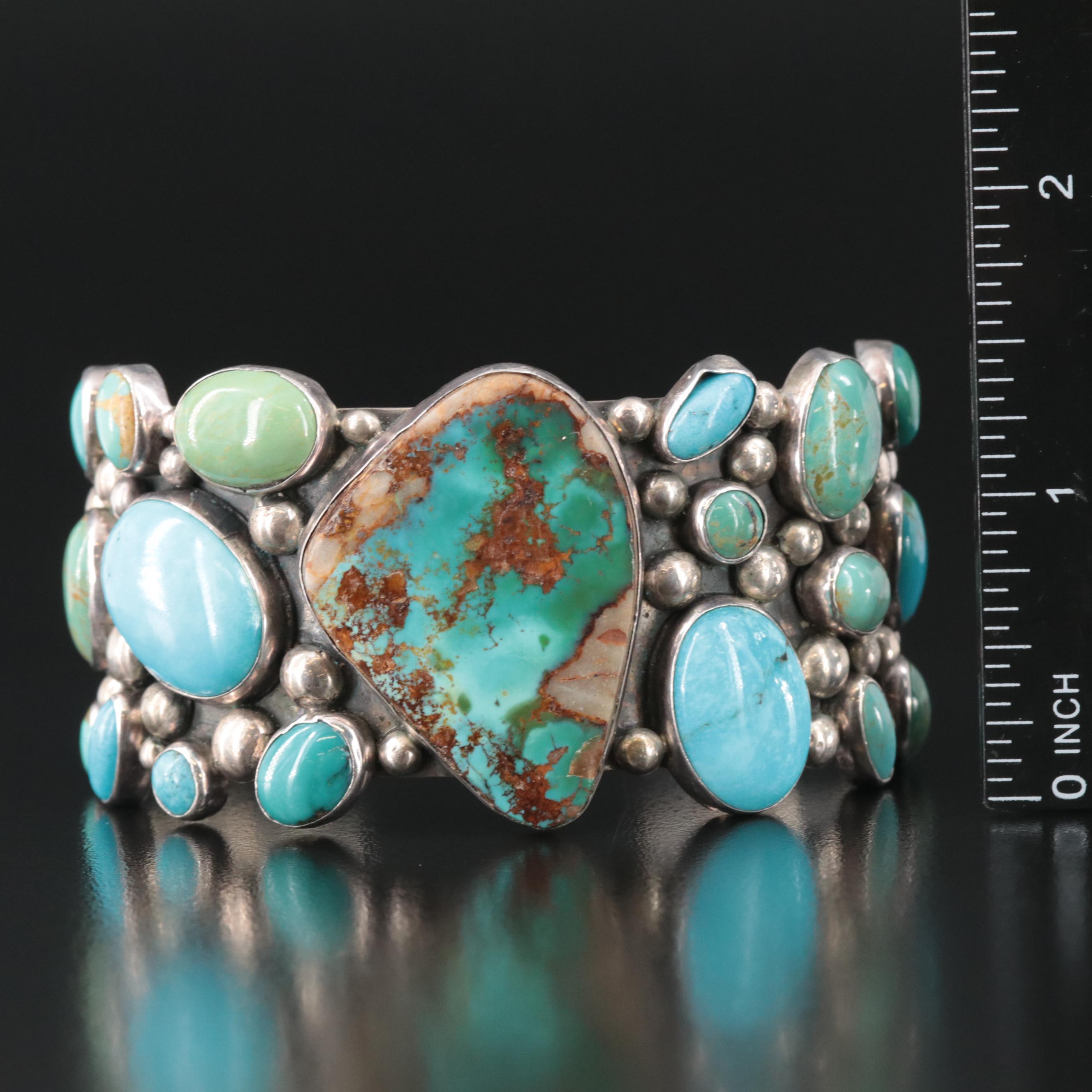 Gilo and Grace Nakai, Navajo Diné Sterling Turquoise Cuff Bracelet