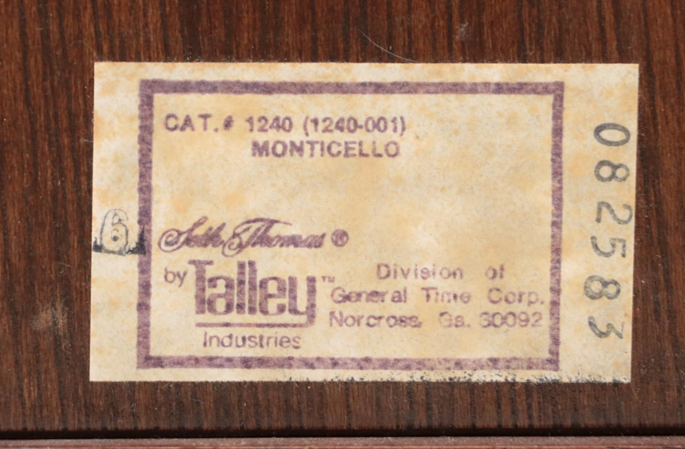 Seth Thomas "Monticello" Marquetry Westminster Chime Mantel Clock, Late 20th C.