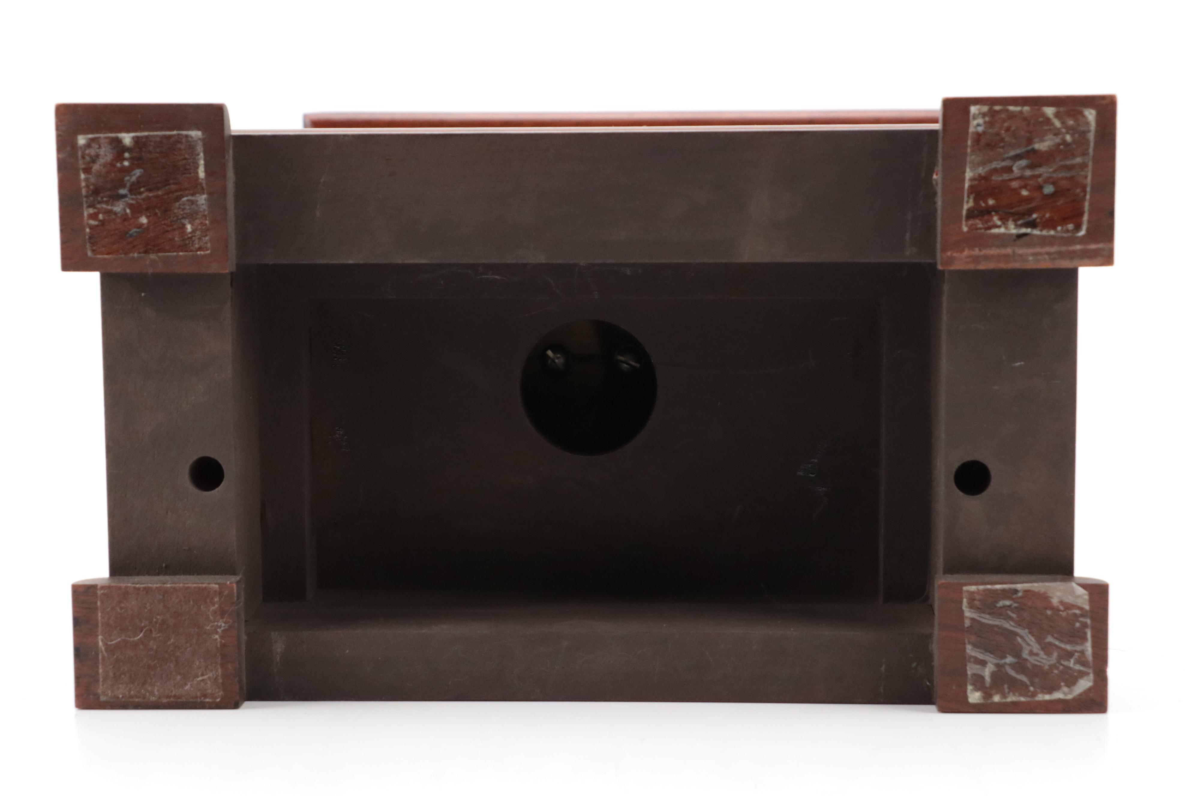 Seth Thomas "Monticello" Marquetry Westminster Chime Mantel Clock, Late 20th C.