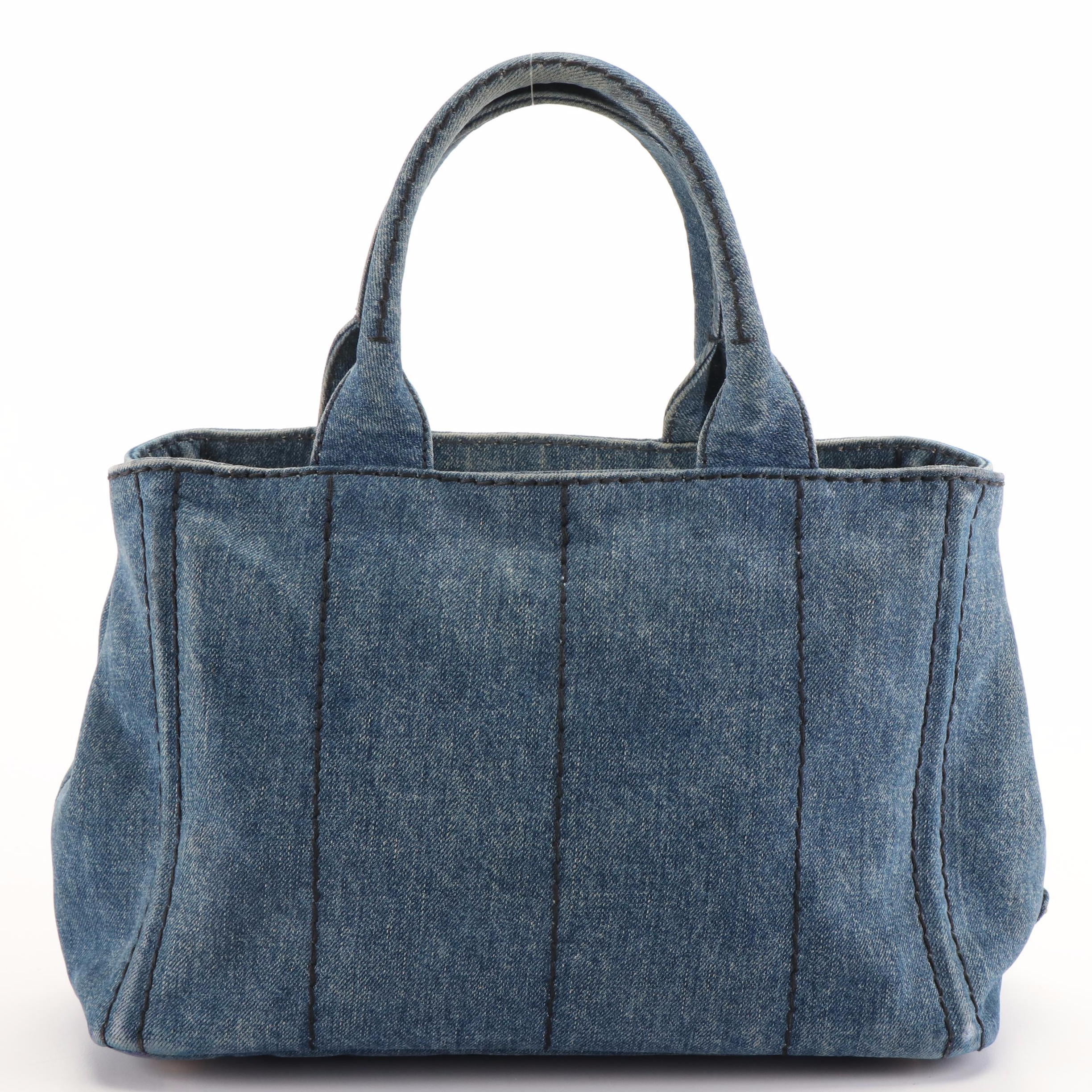 Prada Canapa Logo Denim Tote Bag