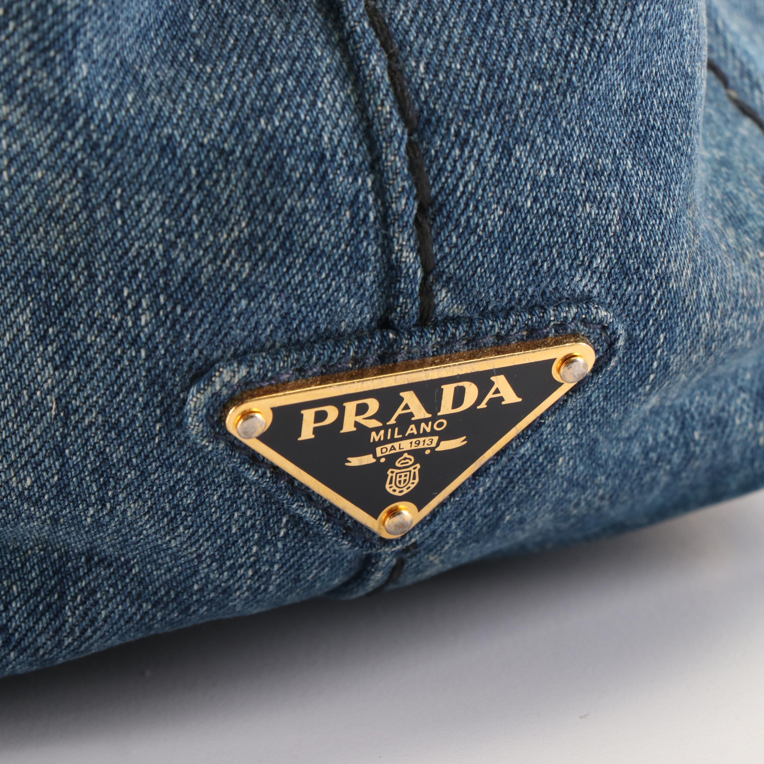 Prada Canapa Logo Denim Tote Bag
