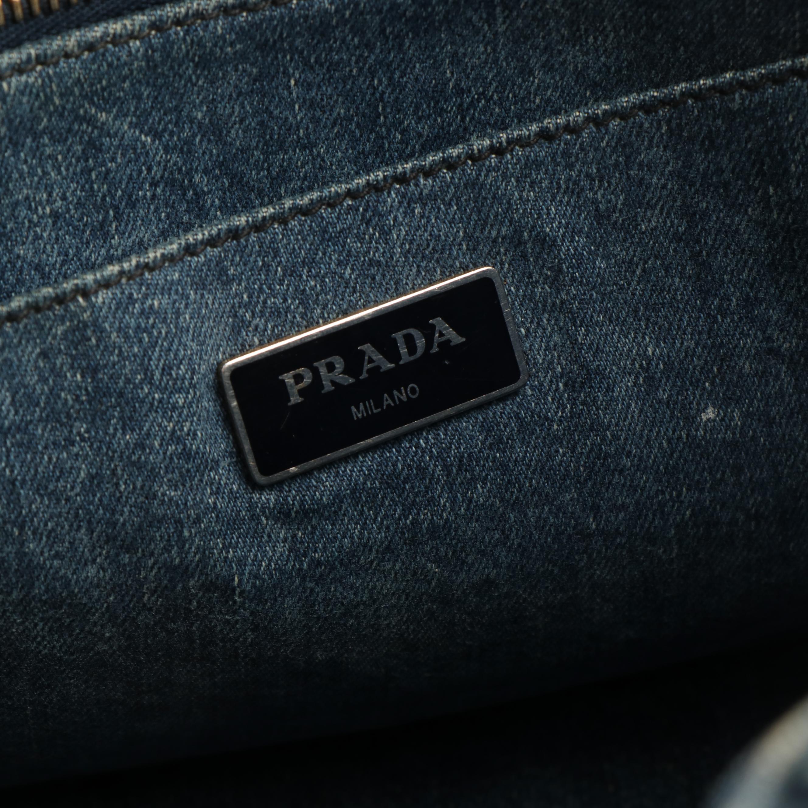 Prada Canapa Logo Denim Tote Bag