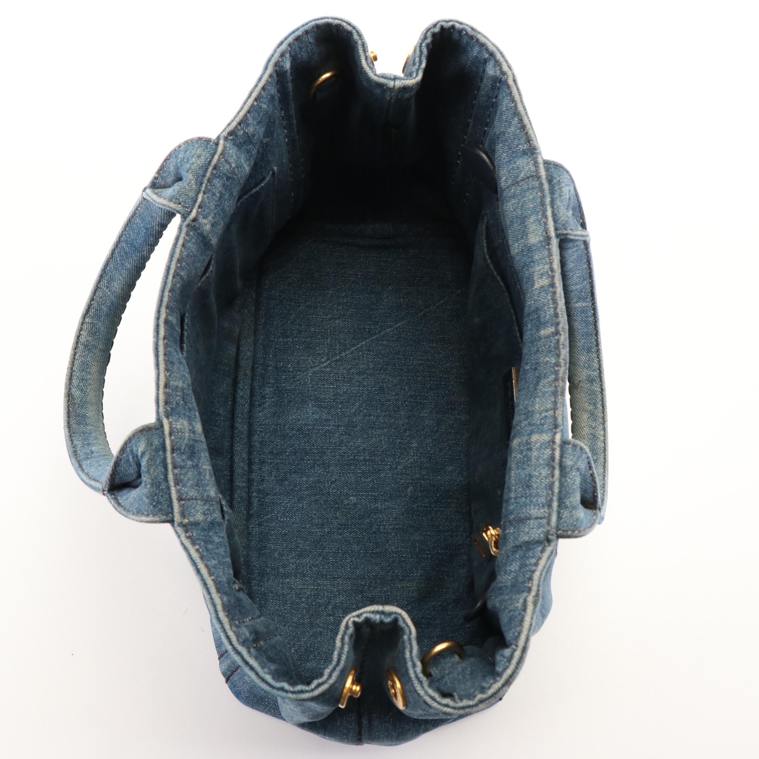 Prada Canapa Logo Denim Tote Bag