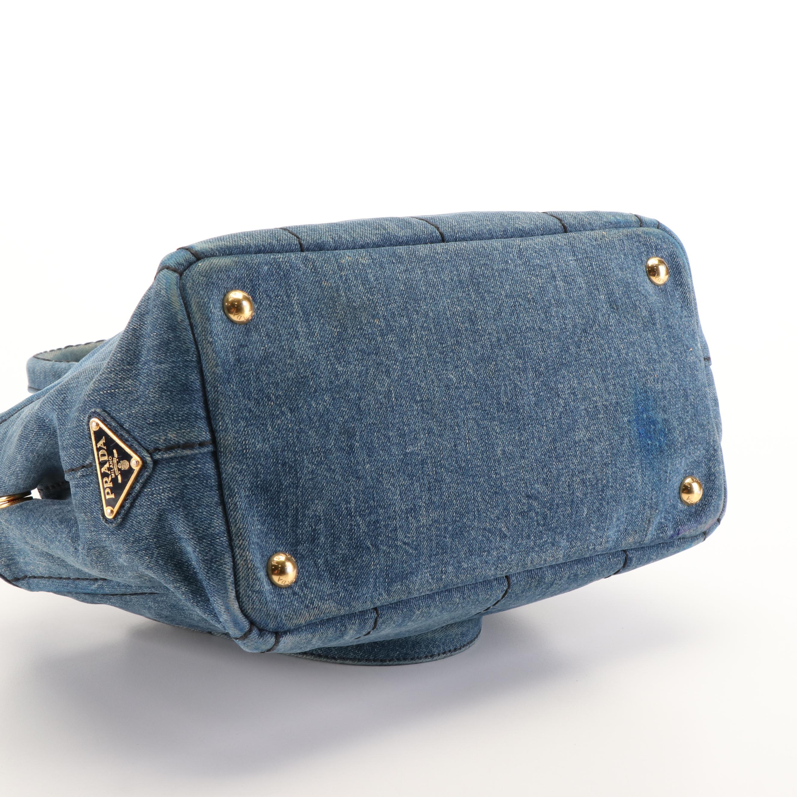 Prada Canapa Logo Denim Tote Bag