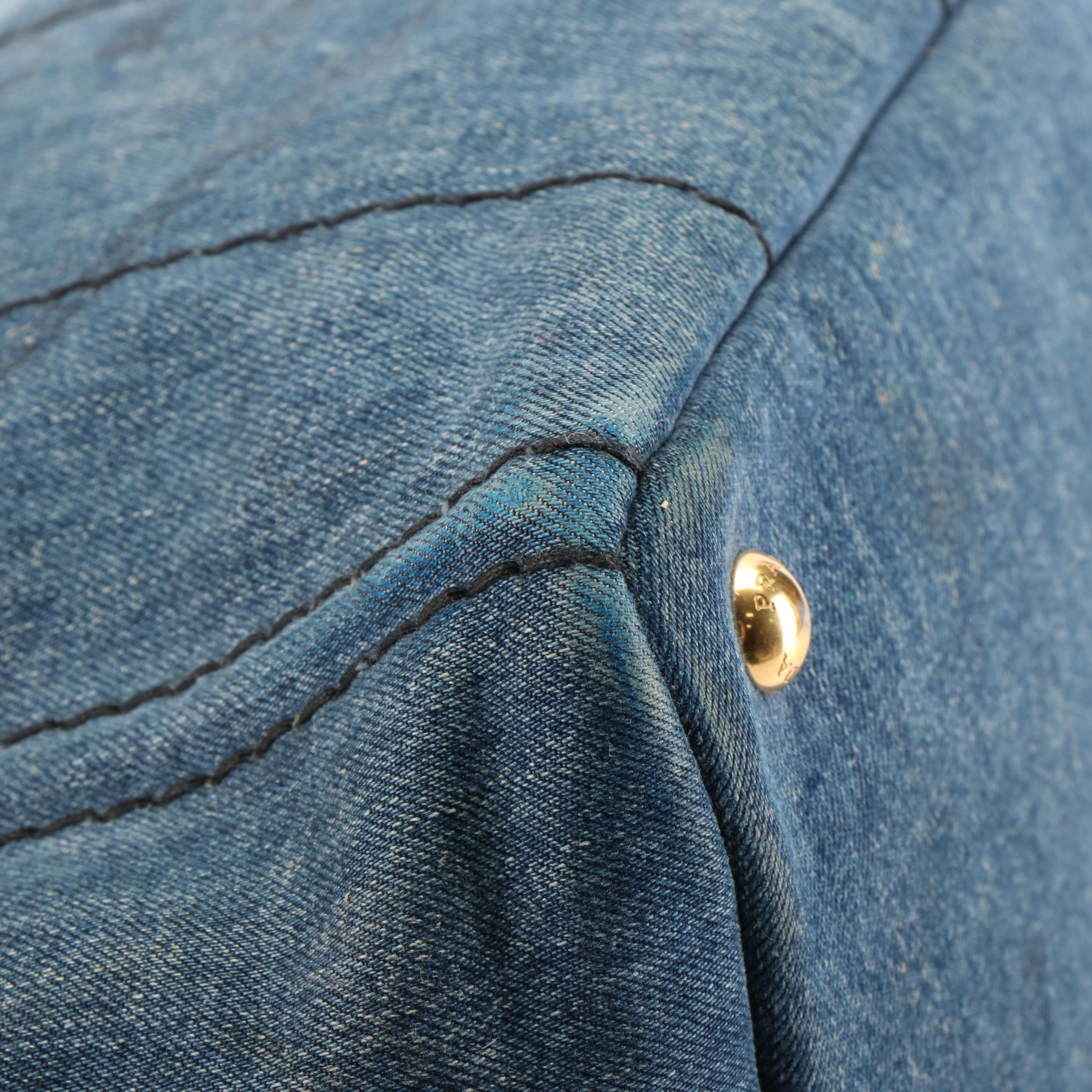 Prada Canapa Logo Denim Tote Bag