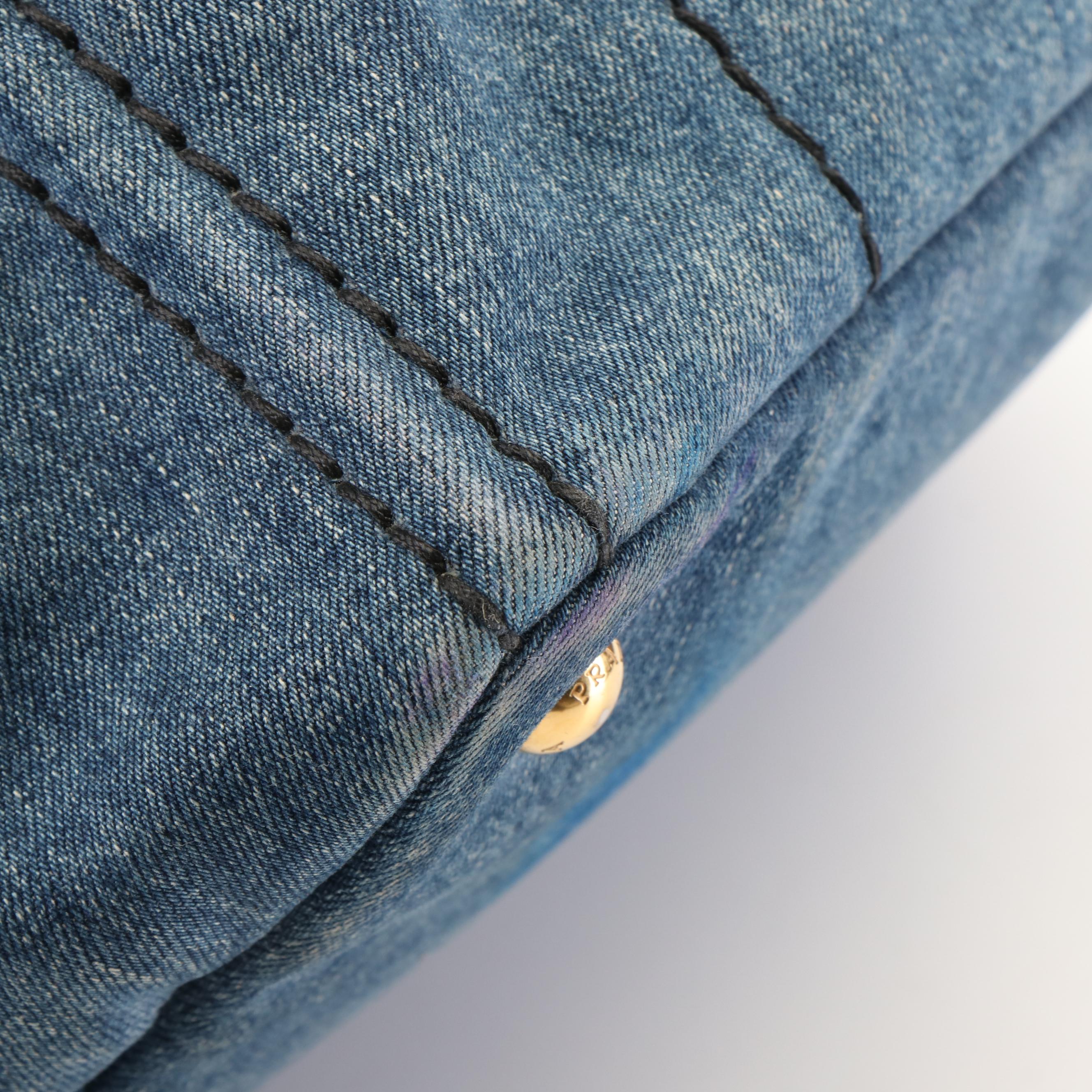 Prada Canapa Logo Denim Tote Bag