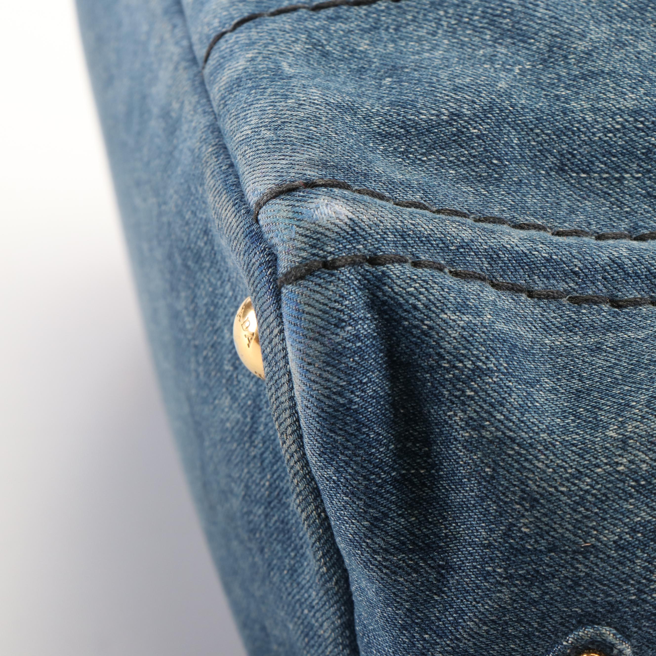 Prada Canapa Logo Denim Tote Bag