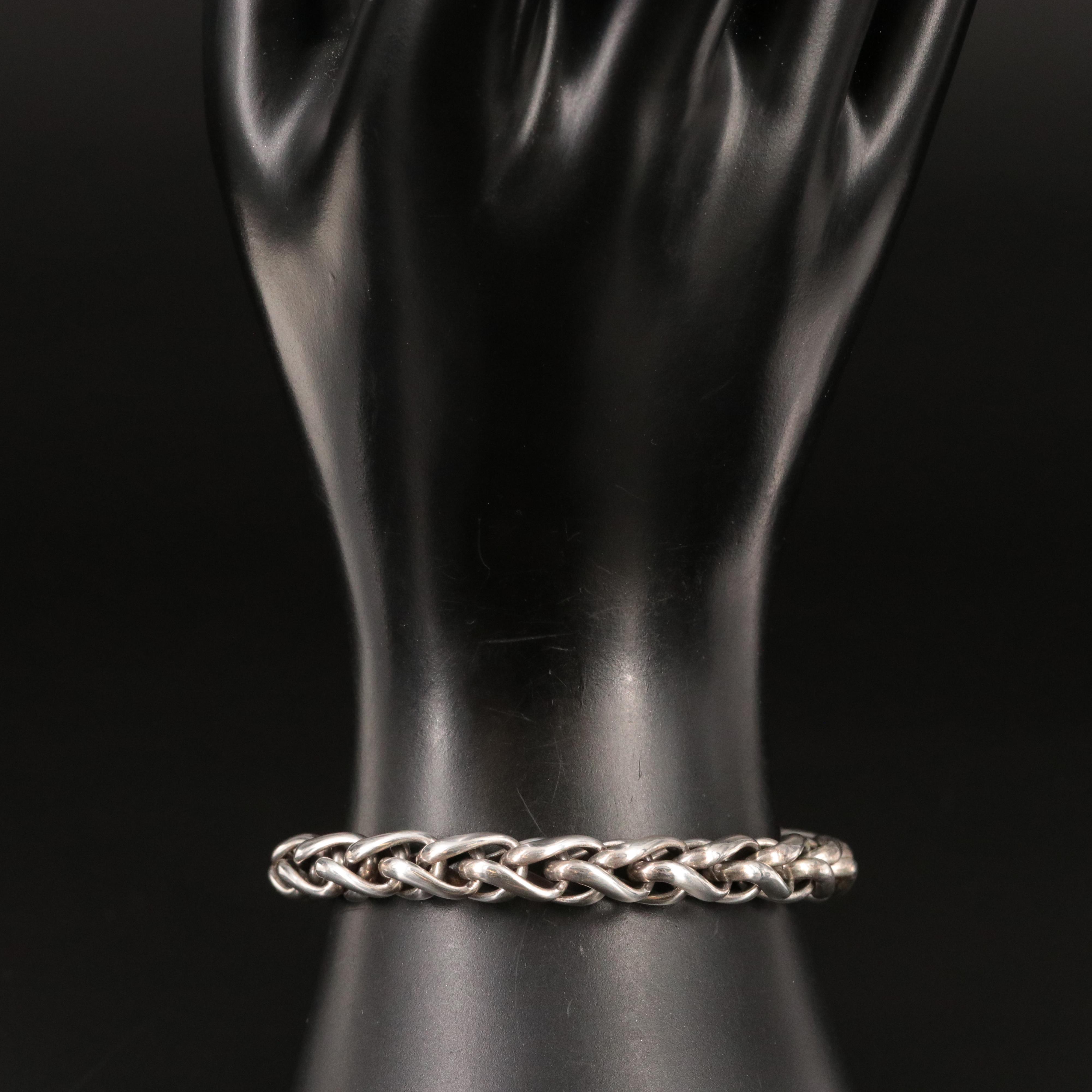 David Yurman Sterling and 14K Wheat Chain Bracelet