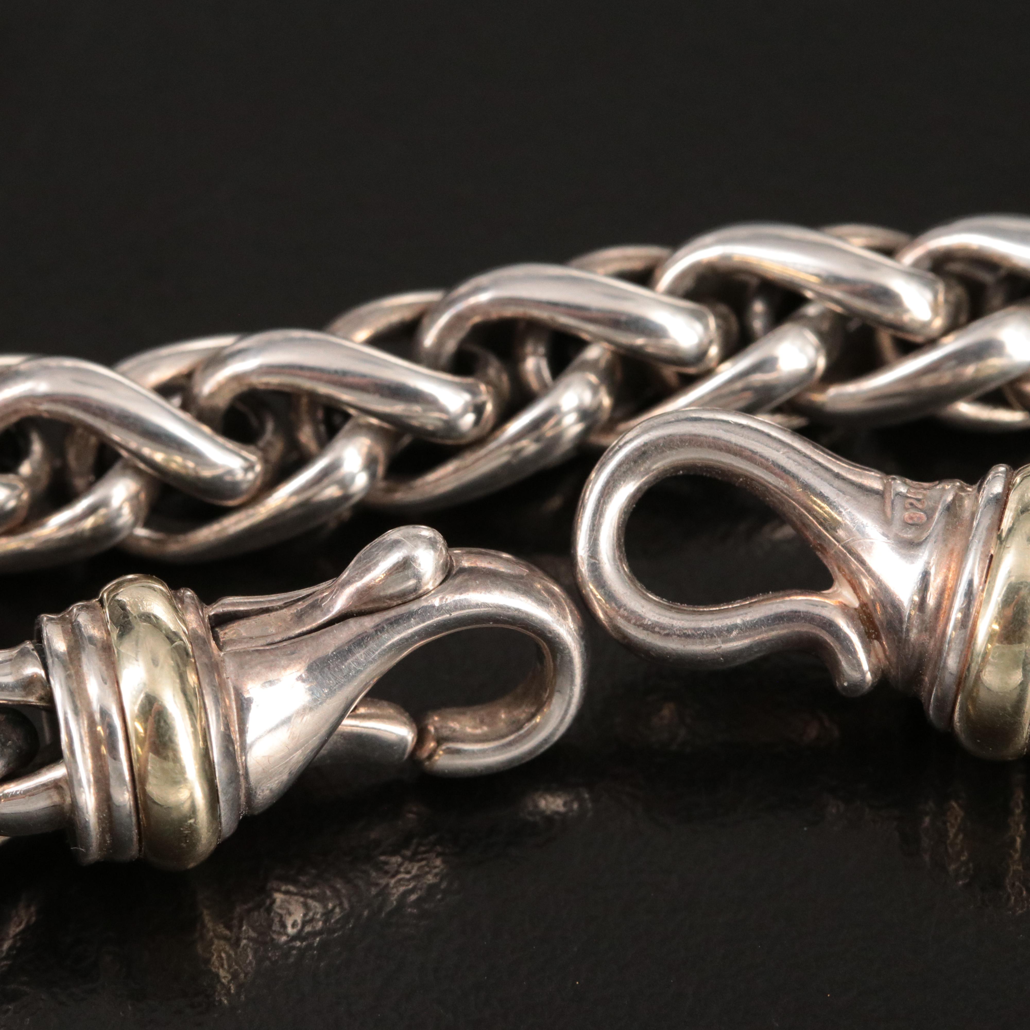 David Yurman Sterling and 14K Wheat Chain Bracelet