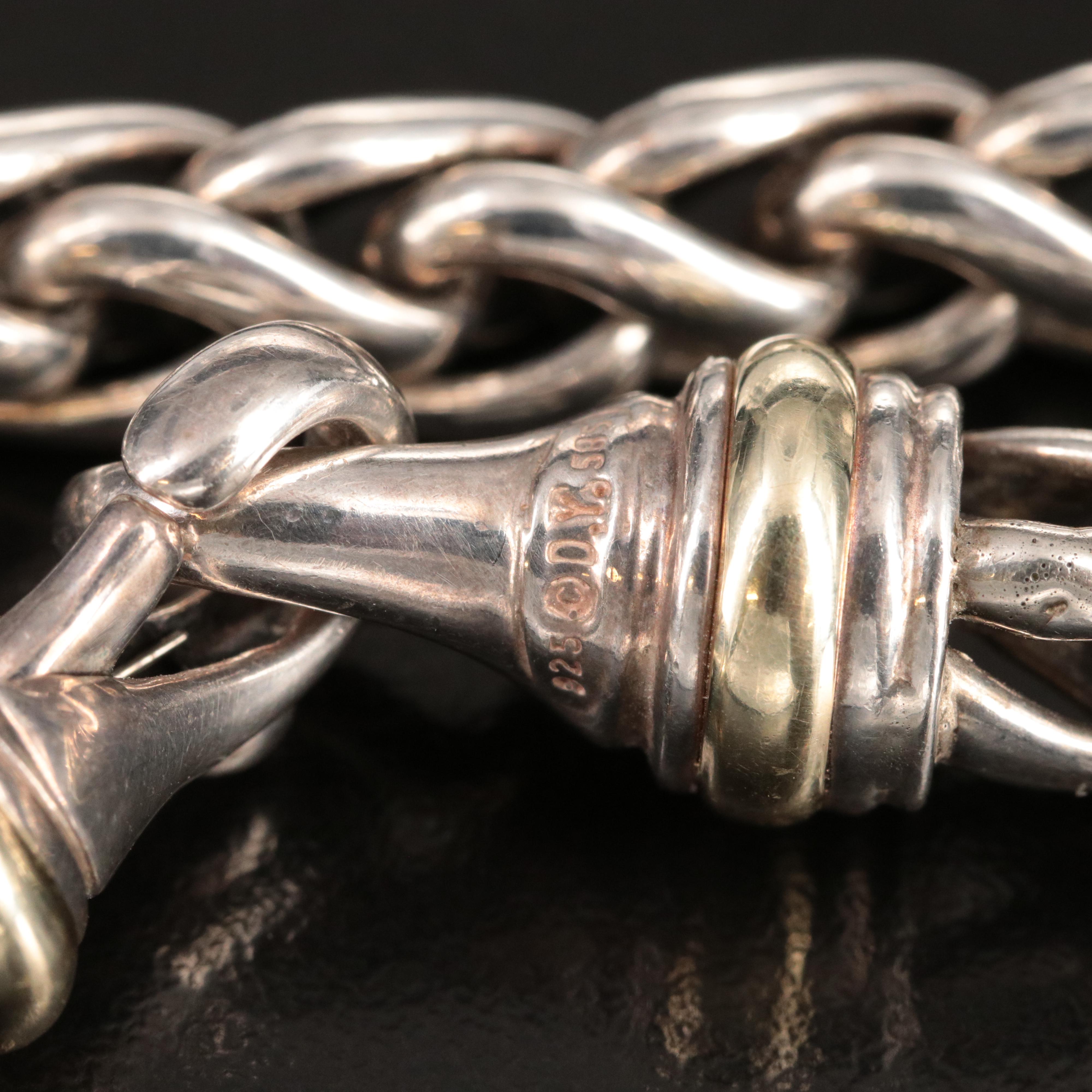 David Yurman Sterling and 14K Wheat Chain Bracelet