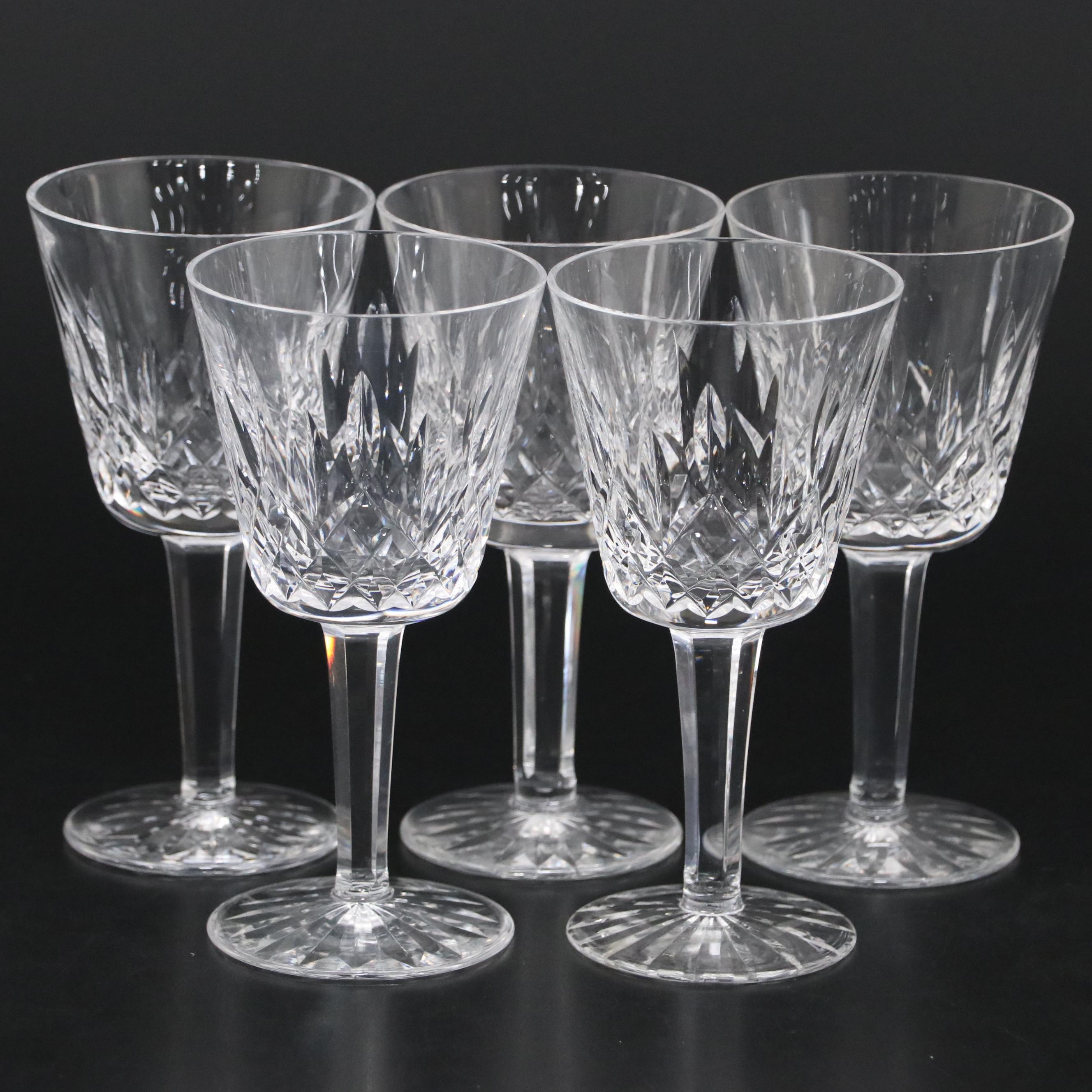 Waterford Crystal "Lismore" Claret Wine Glasses, Mid to Late 20th Century