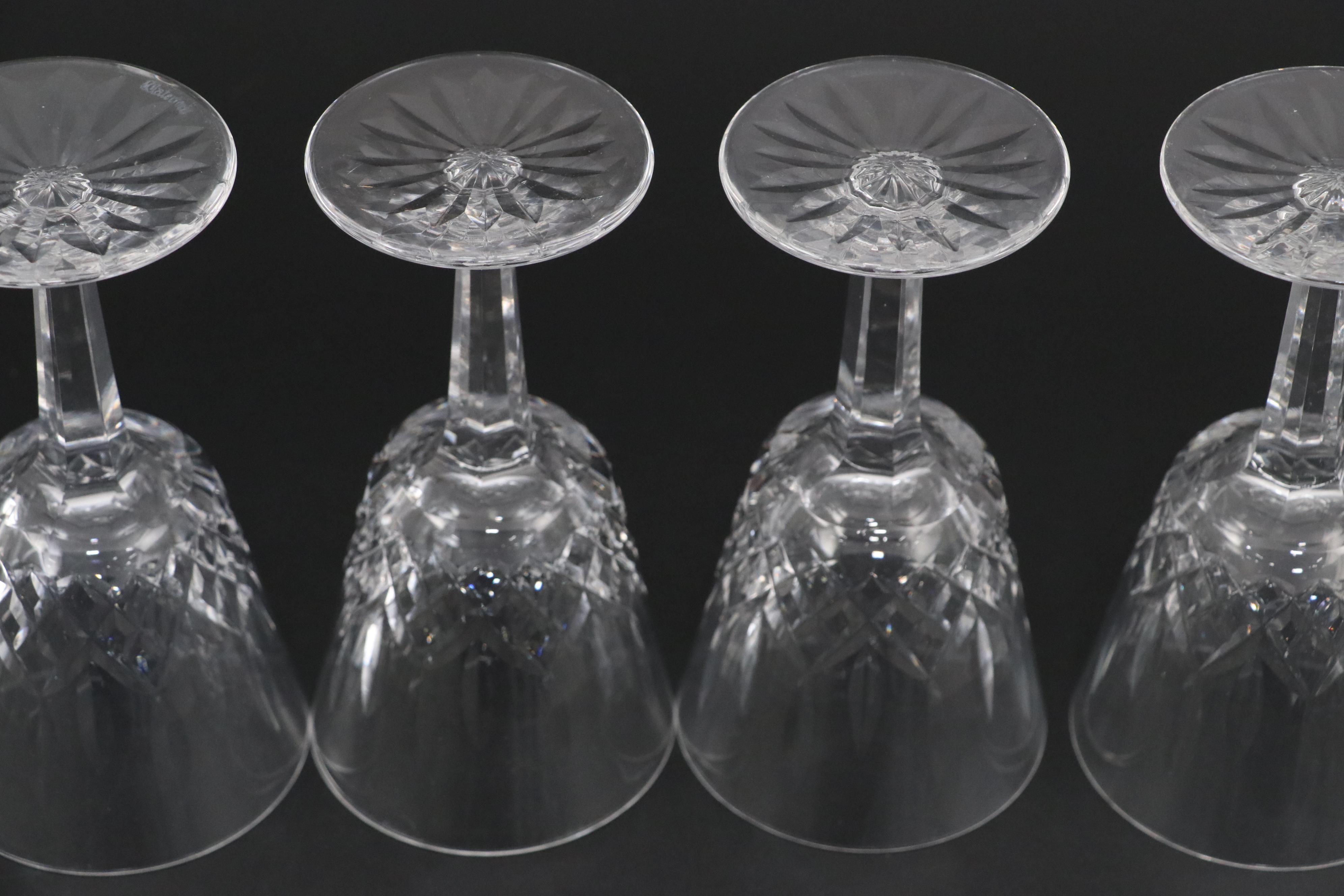 Waterford Crystal "Lismore" Claret Wine Glasses, Mid to Late 20th Century